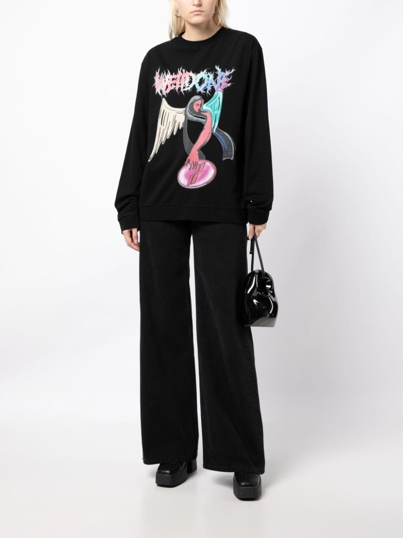 We11done graphic-print cotton sweatshirt outlook