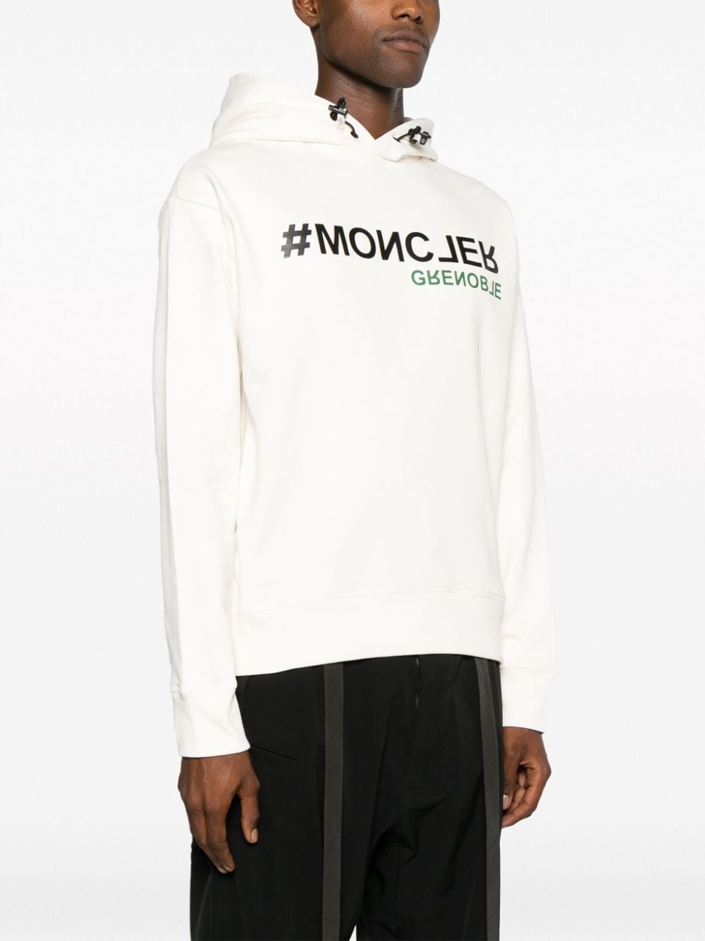logo-print cotton hoodie - 3