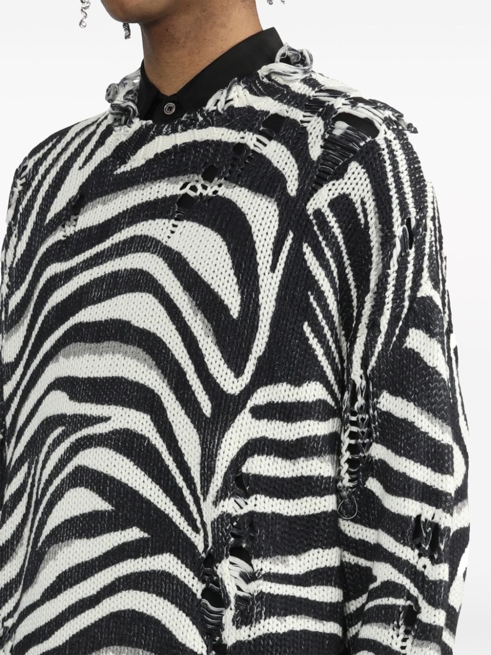 ripped zebra-print jumper - 5
