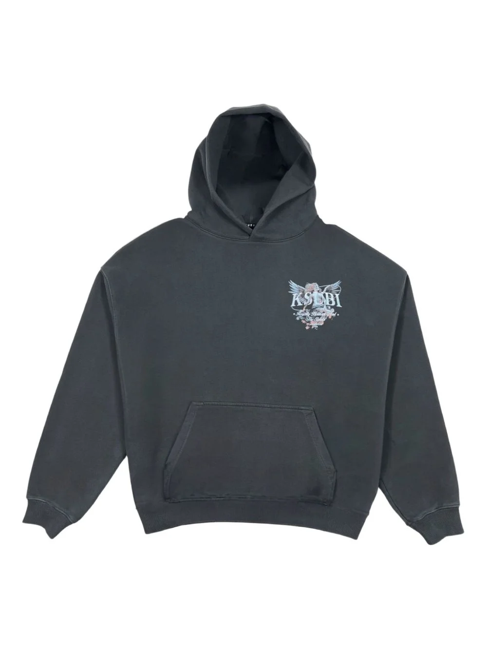 pouch-pocket graphic-print hoodie - 1