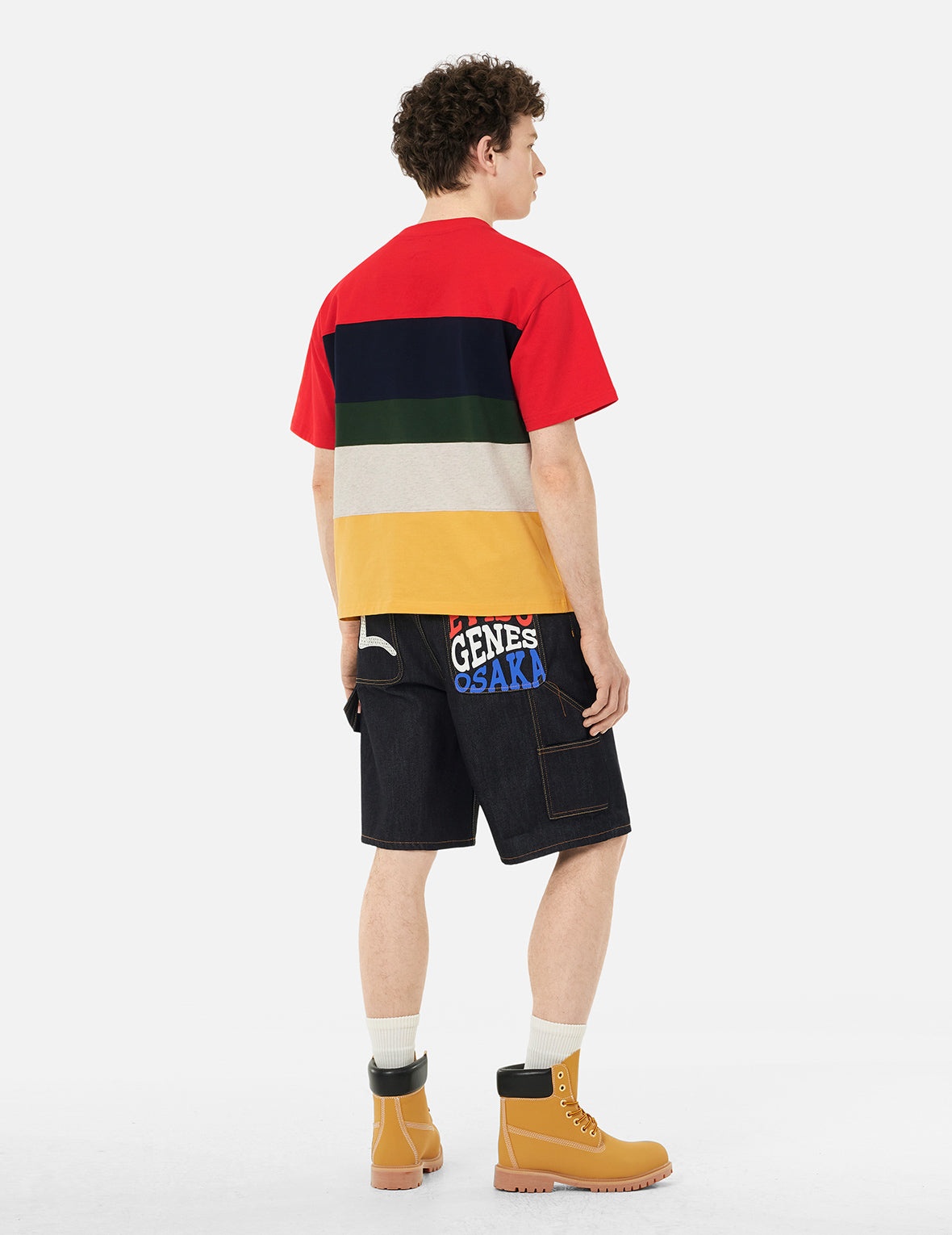 Logo and "91" Appliqué Embroidery Relax Fit Stripe T-Shirt - 4