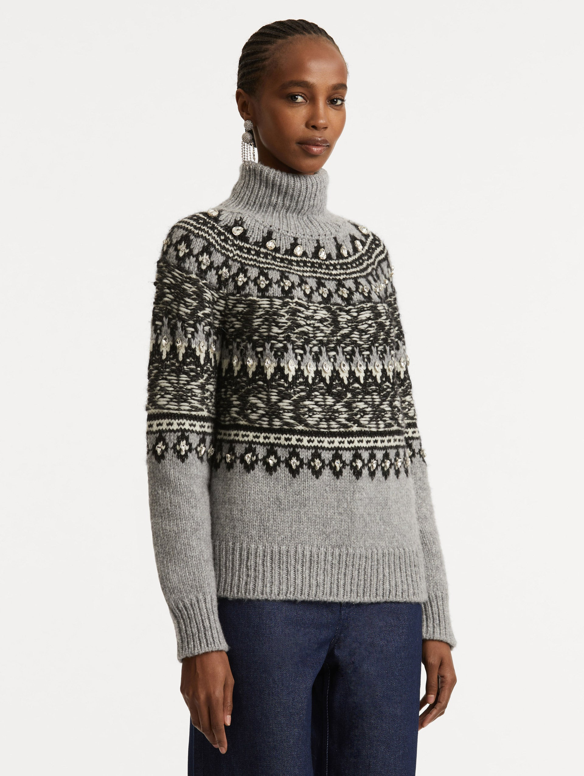 CRYSTAL-DETAILED TURTLENECK PULLOVER - 5