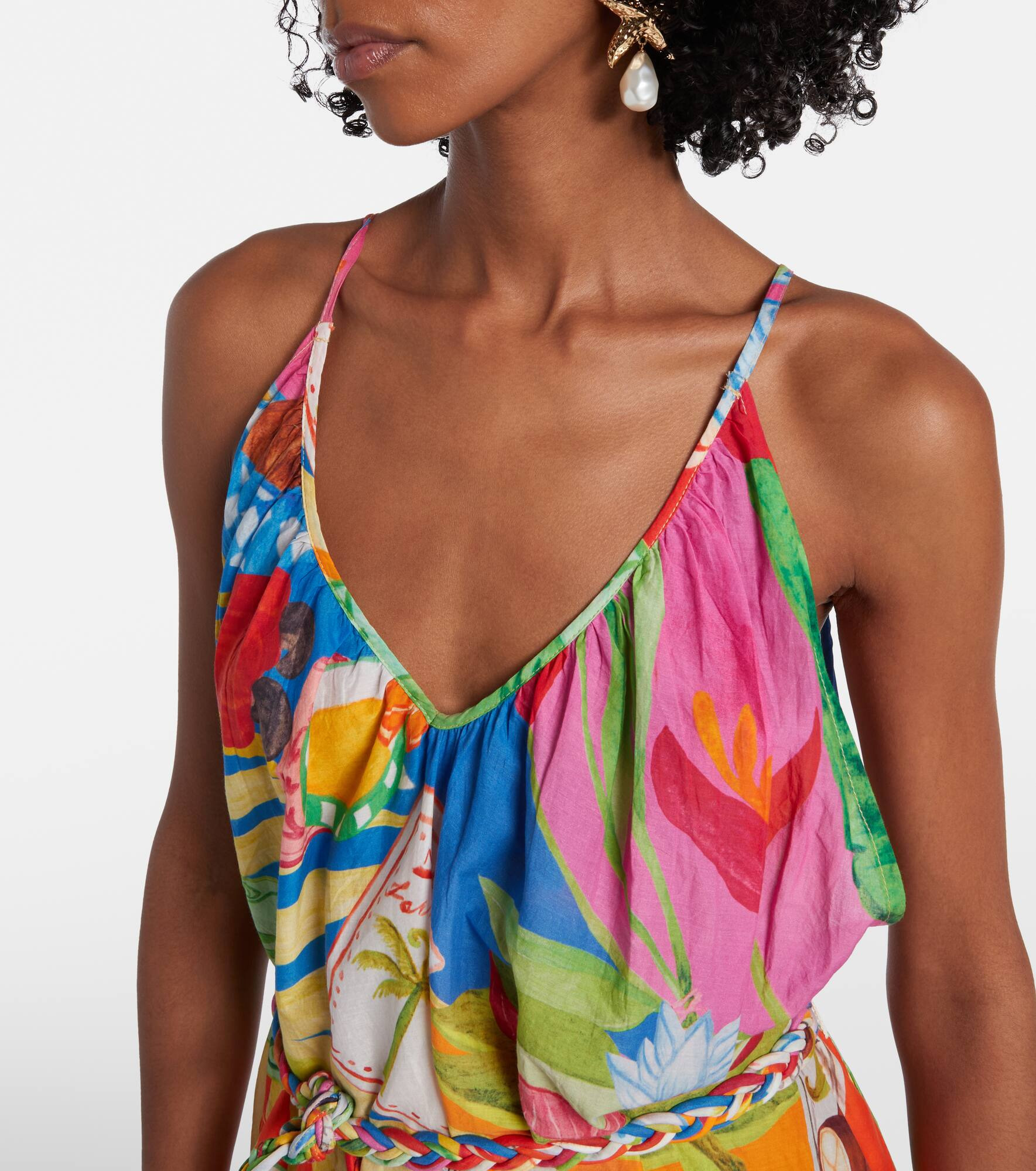 Printed cotton midi dress - 4