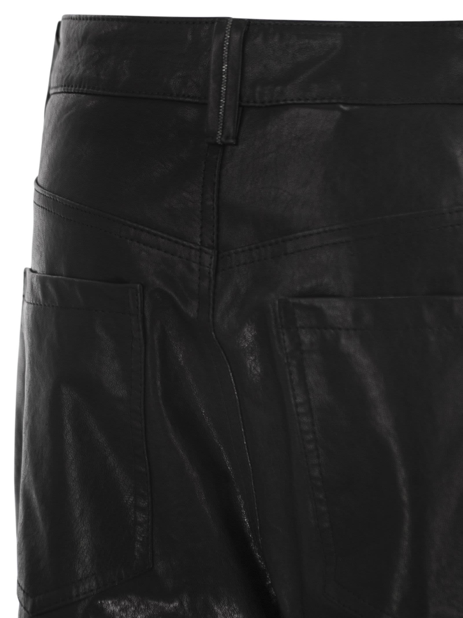 Brunello Cucinelli Women Wide Five-Pocket Trousers In Smooth Nappa Leather - 4