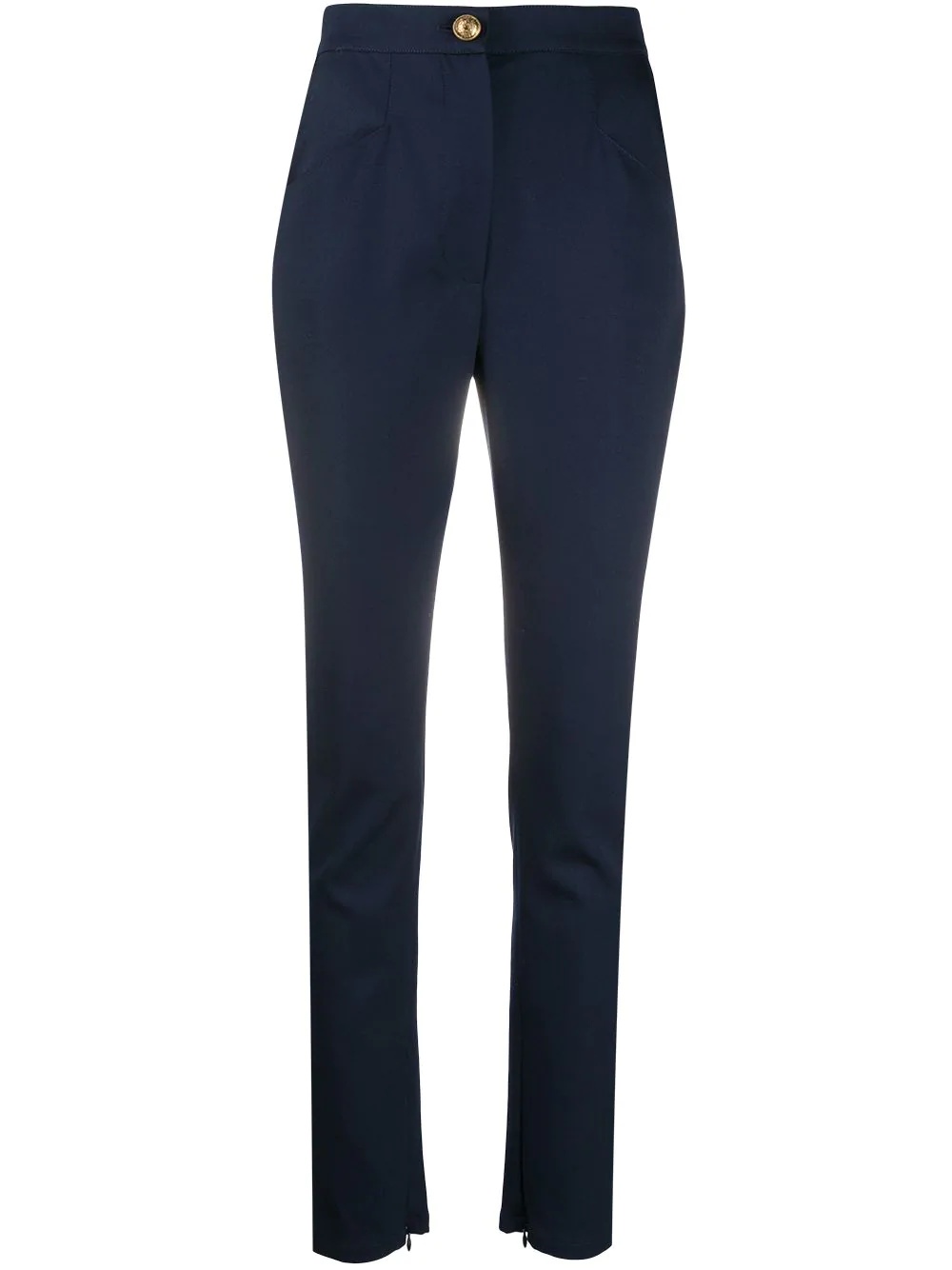 high-waisted raw-hem trousers - 1