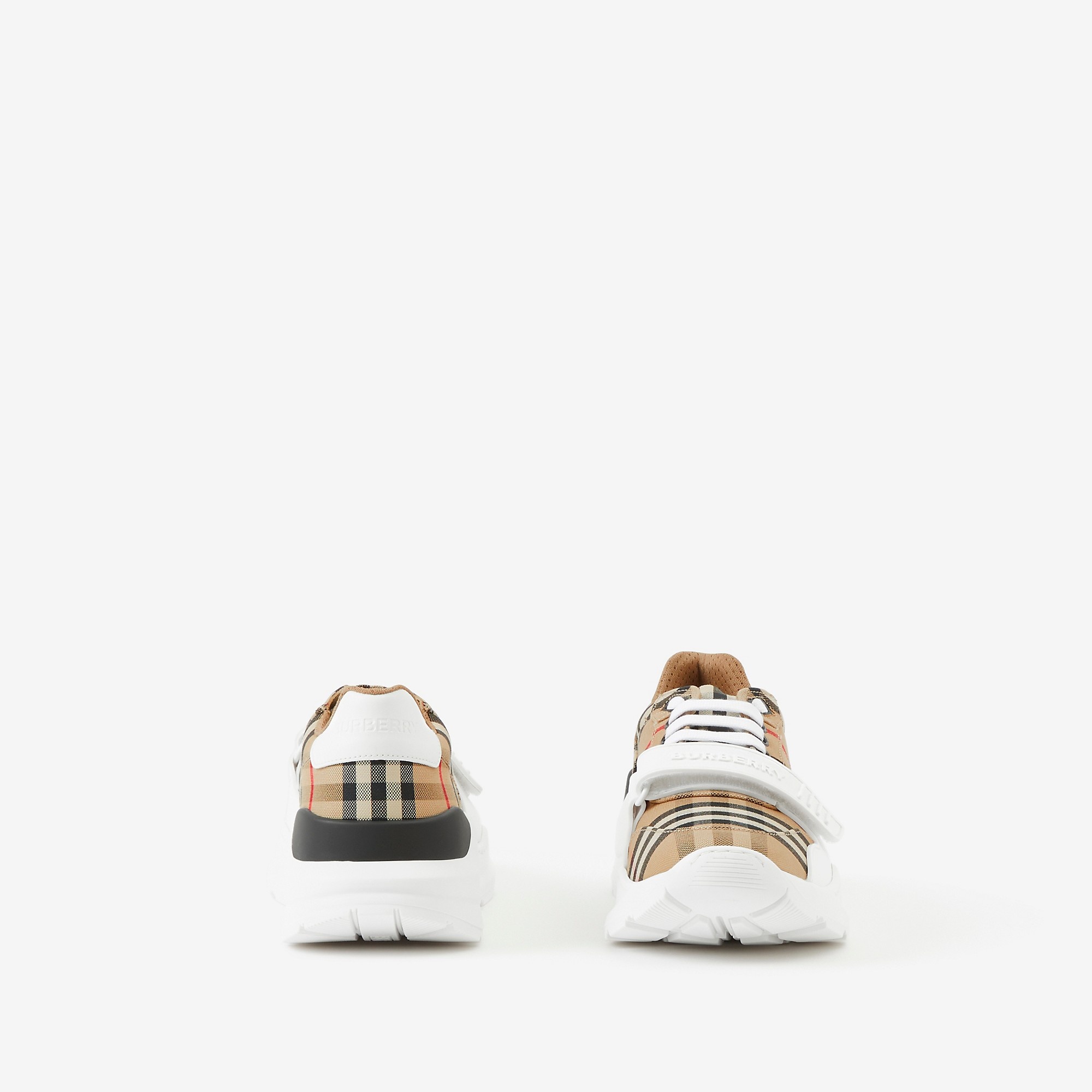 Vintage Check and Leather Sneakers - 4