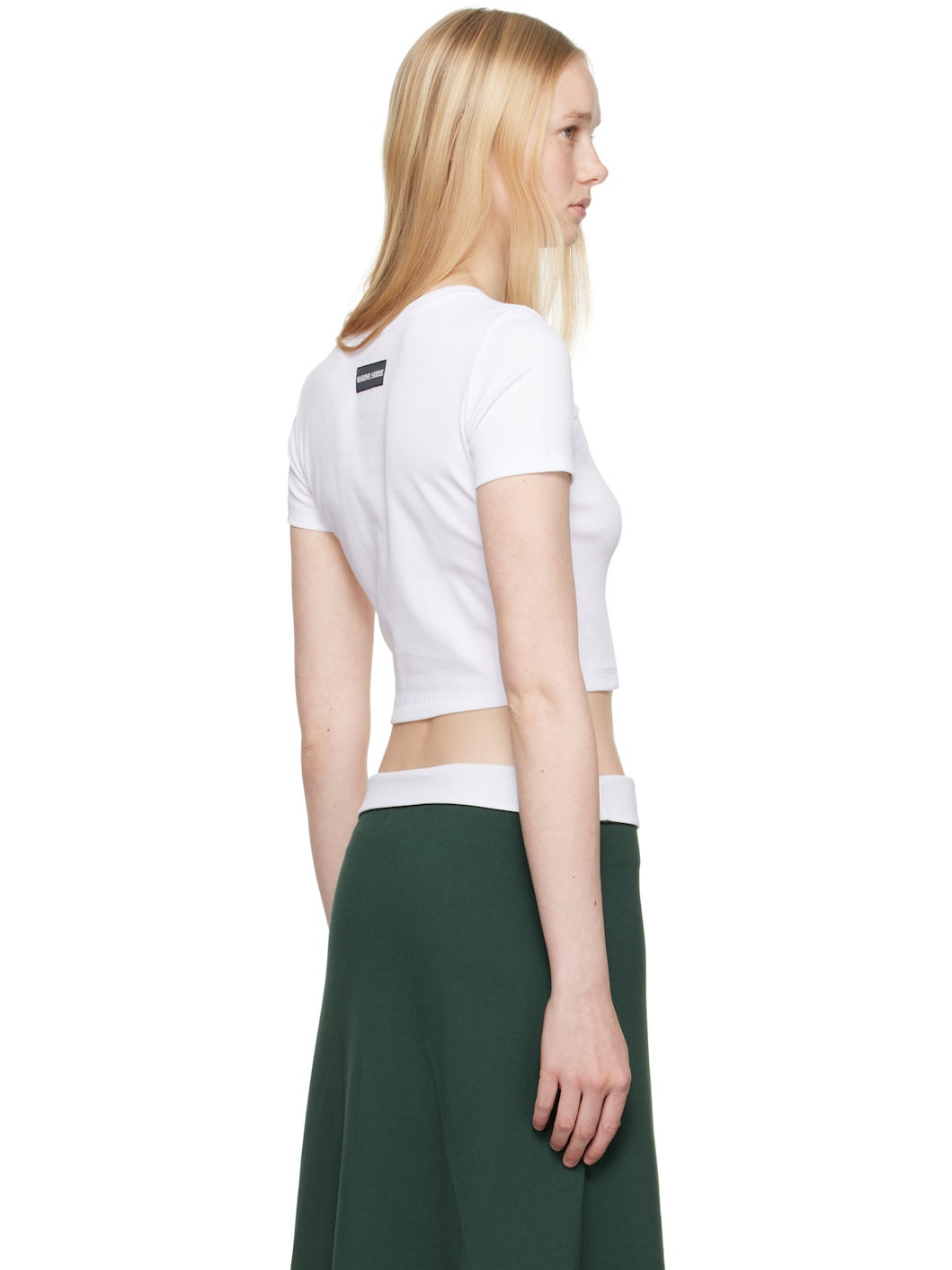 White Moon Logo Ribbed Jersey Cut-Out T-shirt - 3
