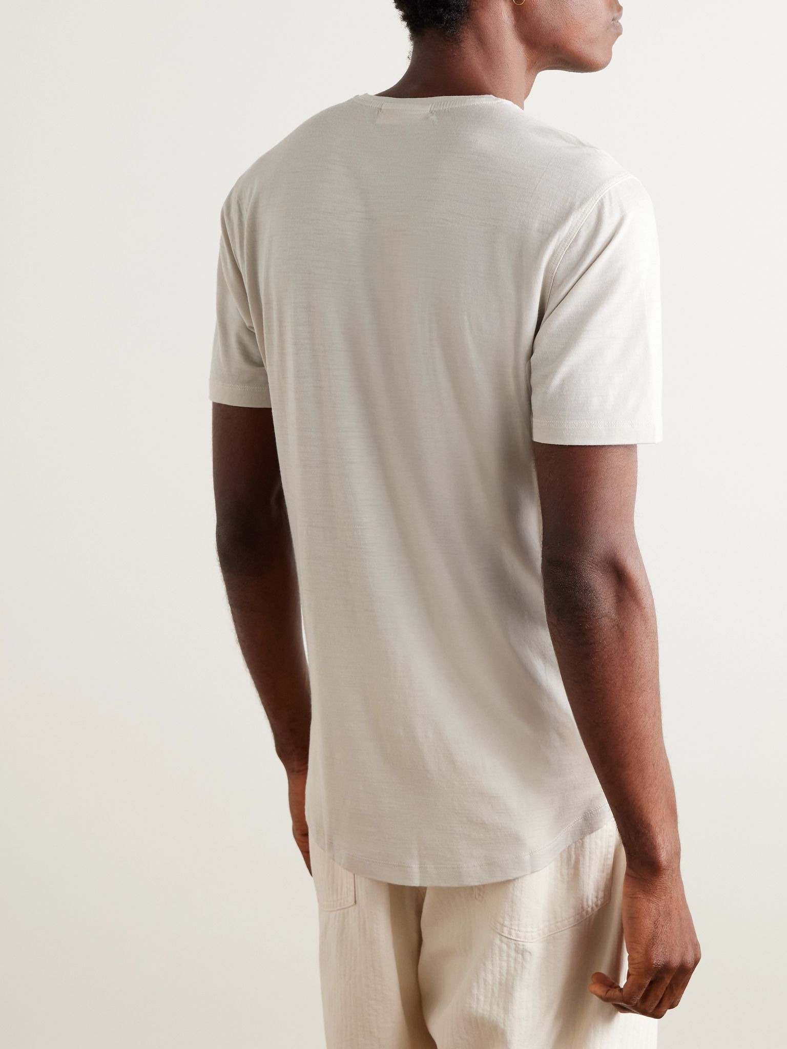 OB-T Slim-Fit Merino Wool-Jersey T-Shirt Beige - 4