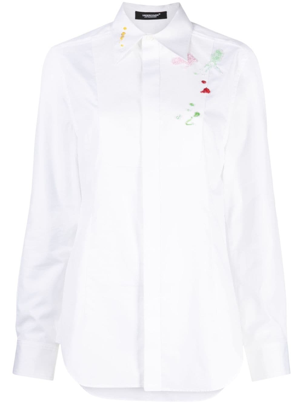 floral-embroidered cotton shirt - 1