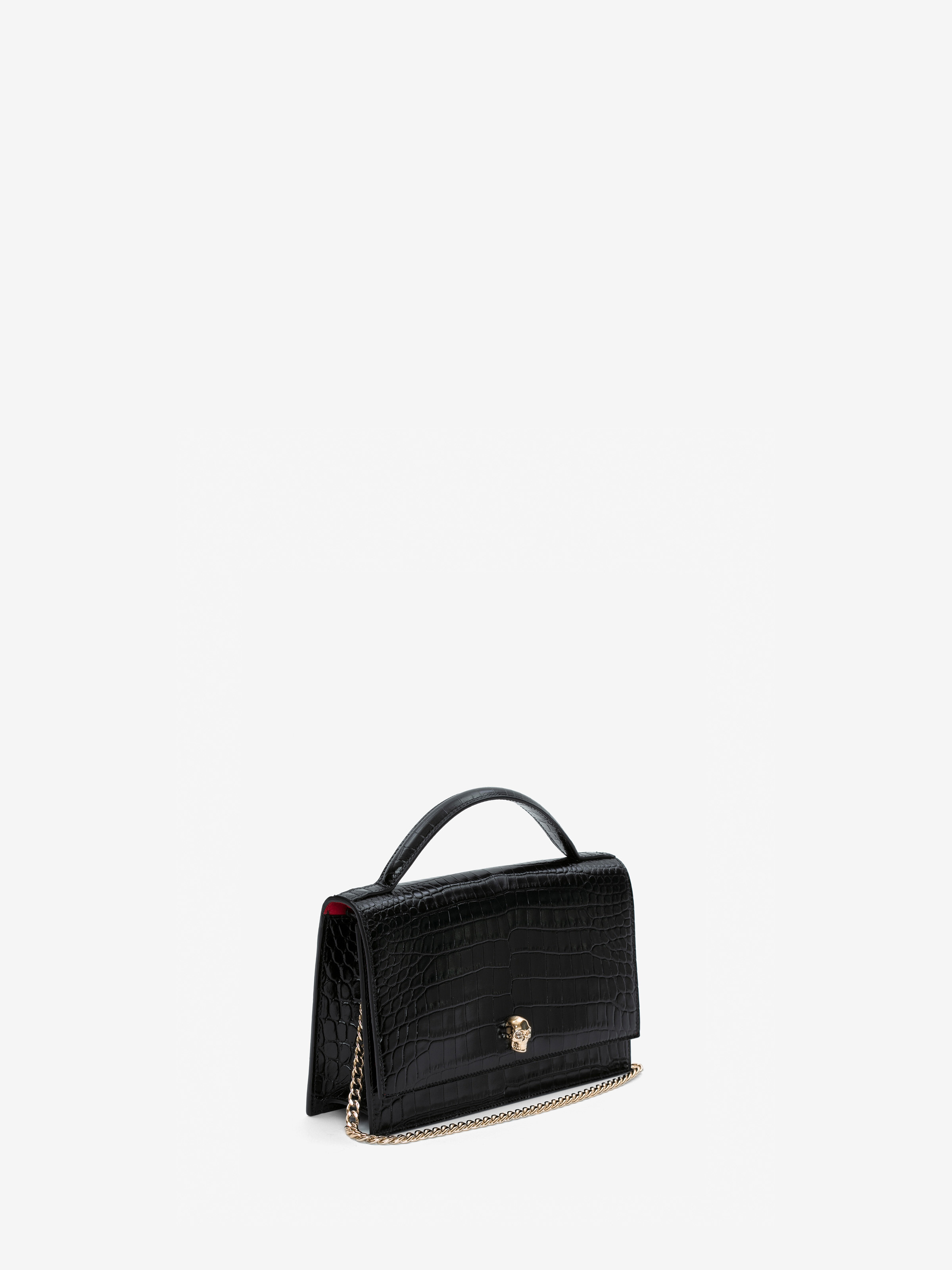 Women's Top Handle Skull Bag in Black - 3