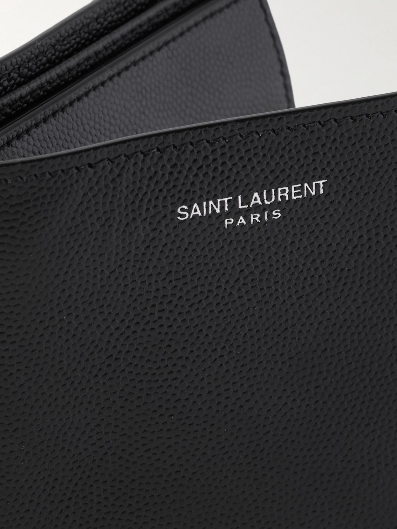 Pebble-Grain Leather Billfold Wallet Black - 3
