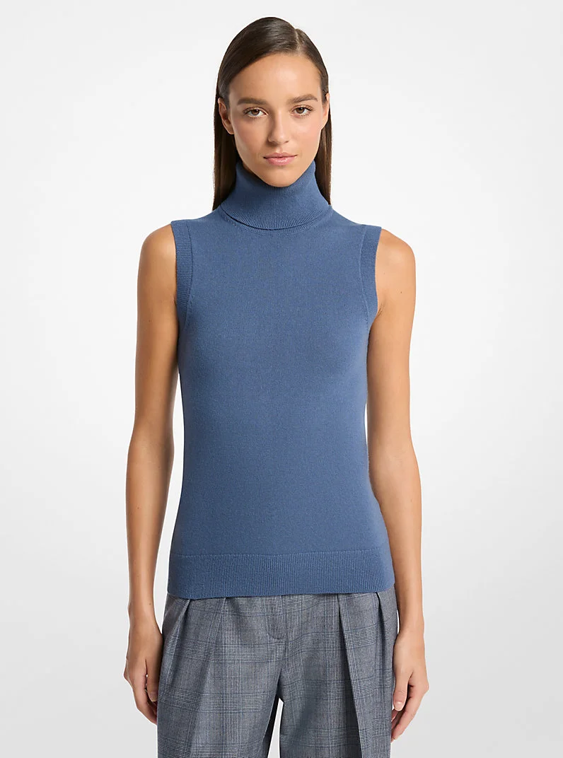 Cashmere Sleeveless Turtleneck - 1