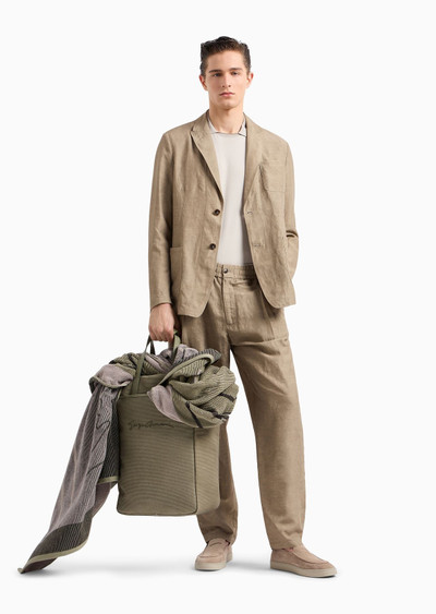 GIORGIO ARMANI Viscose and linen canvas single-breasted jacket outlook