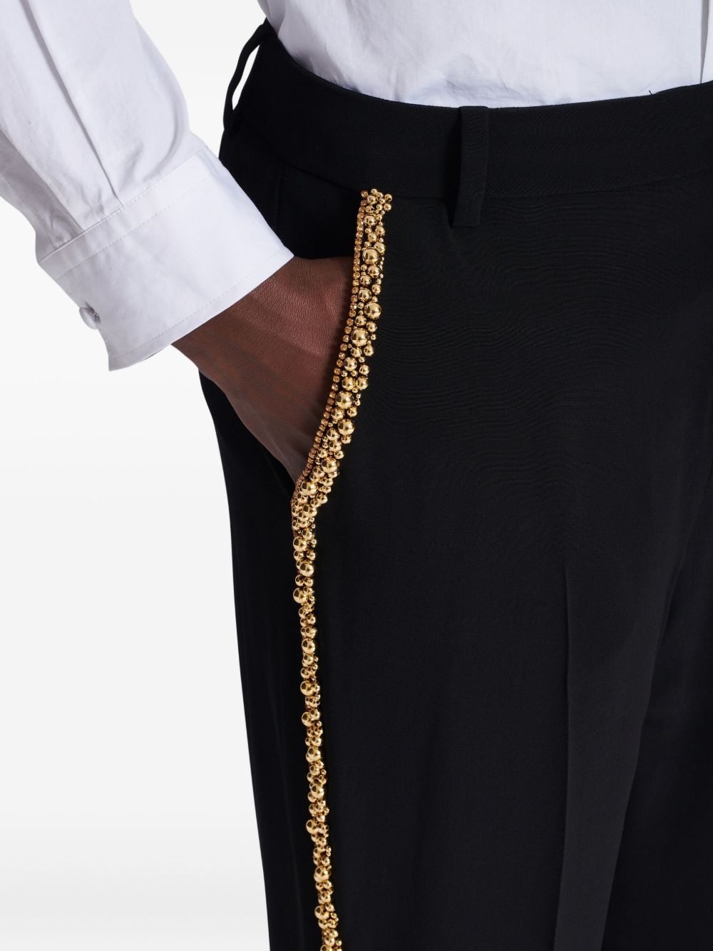 embroidered straight-leg trousers - 6