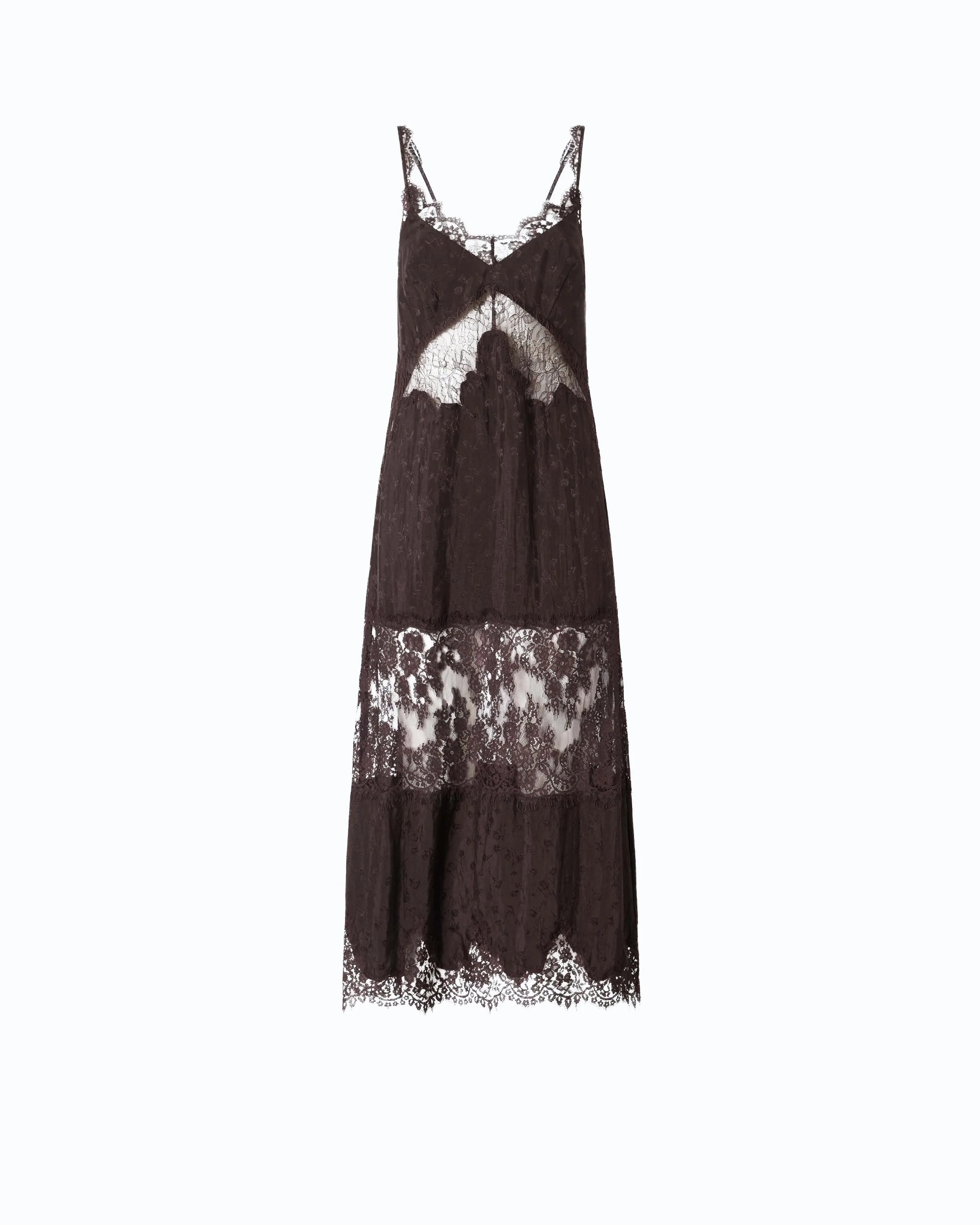 MIDI SLIP DRESS WITH LACE BANDS - 1