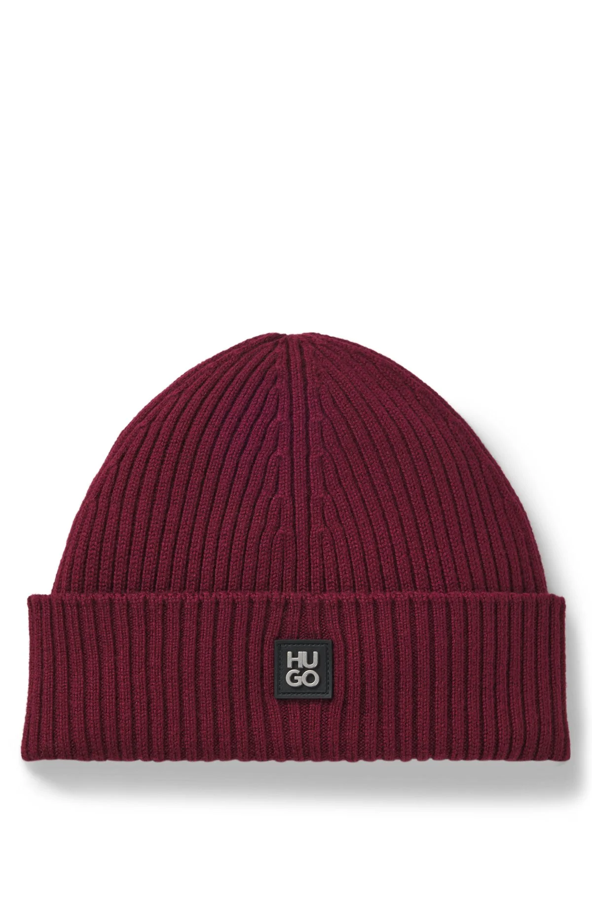 VIRGIN-WOOL BEANIE HAT WITH STACKED LOGO - 1