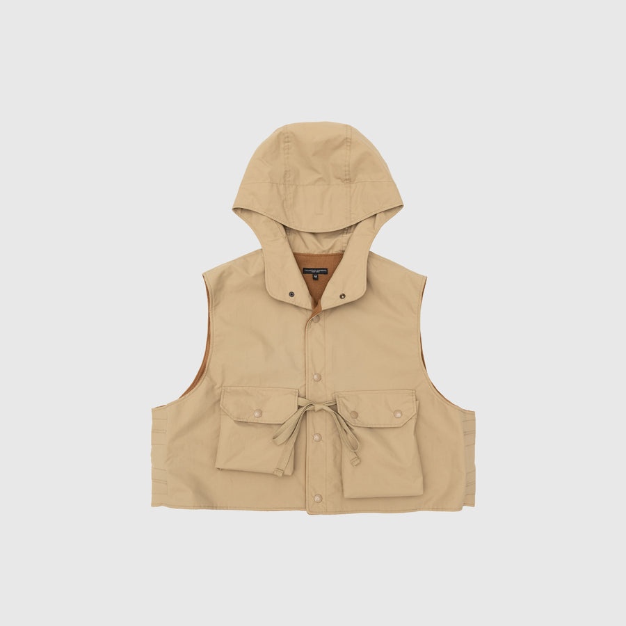 NYLON POPLIN HOODED SHORT VEST - 1