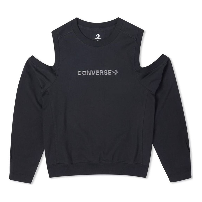 (WMNS) Converse Twisted Knits Cold Shoulder Top 'Black' 10023190-A01 - 1