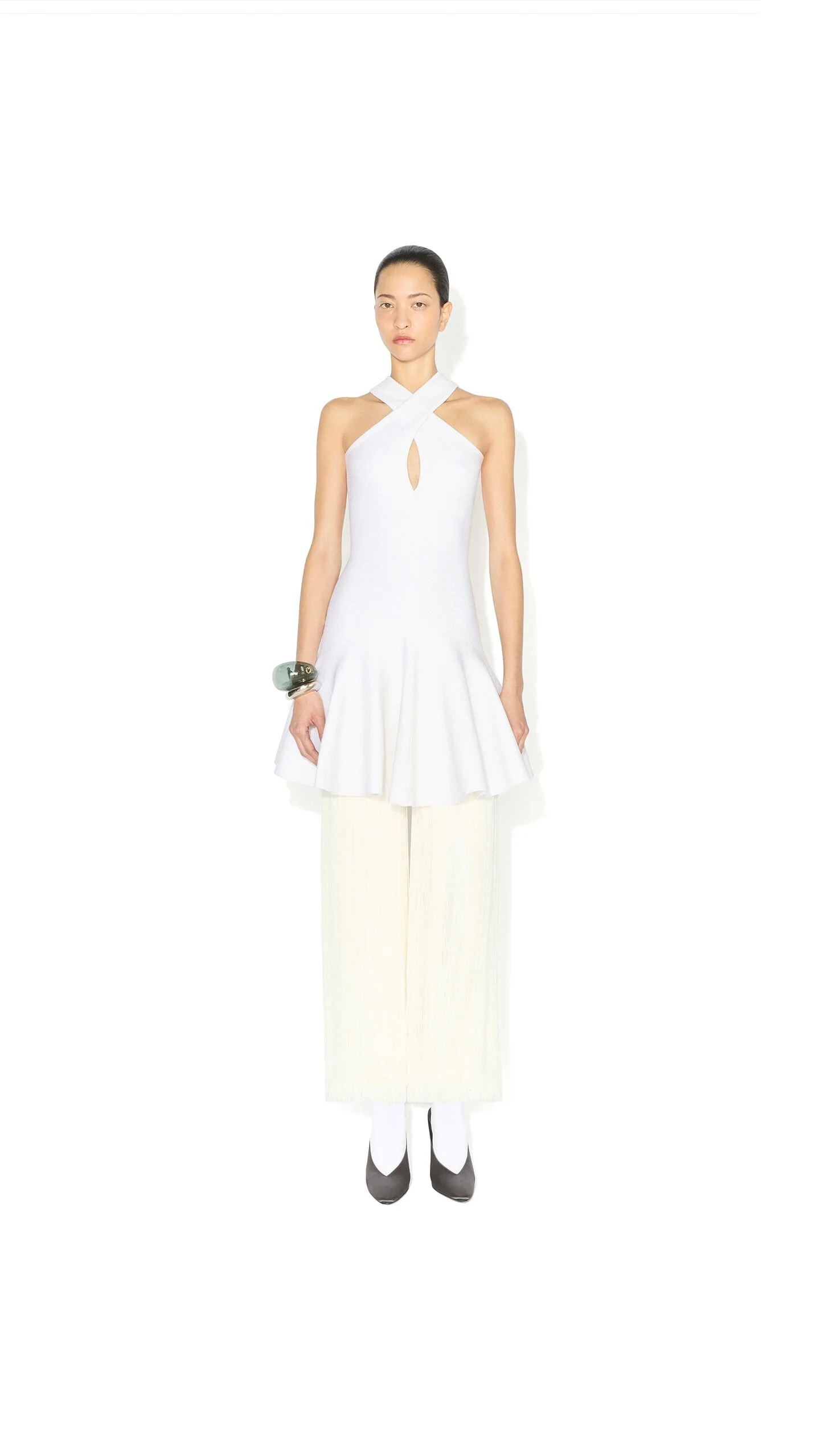CROSS-FRONT KNIT DRESS - 1