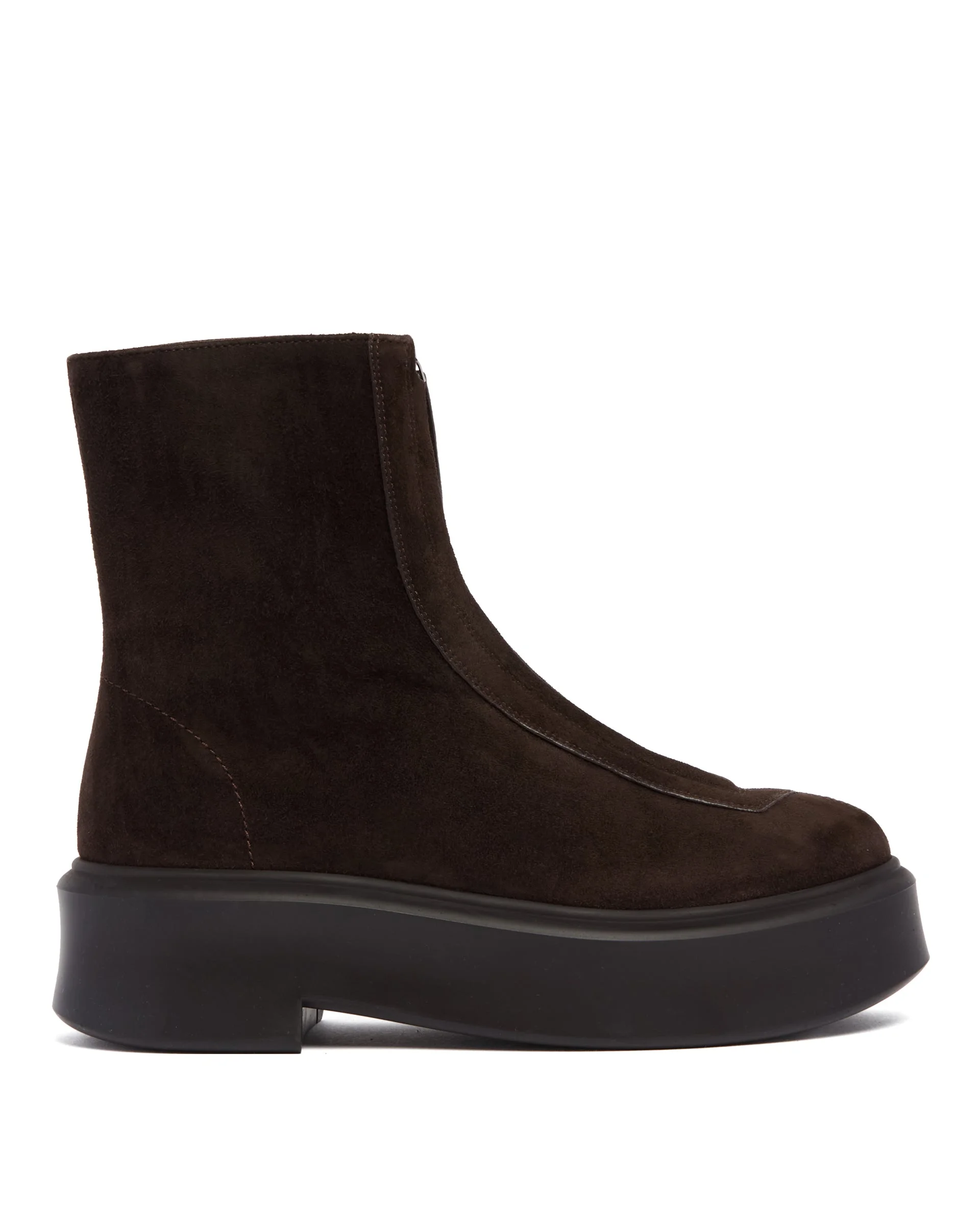 Brown Suede Zip Ankle Boots - 1