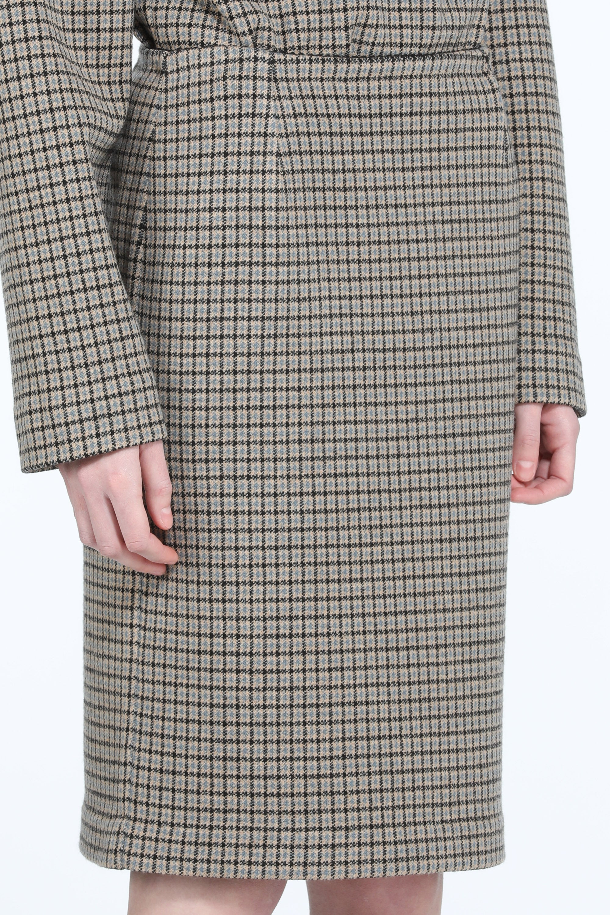 CHECKERED PRINT PENCIL SKIRT - 5