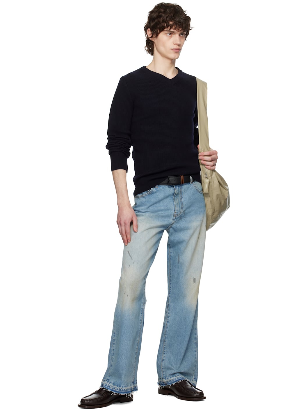 Blue Flared-Leg Reconstructed Jeans - 4