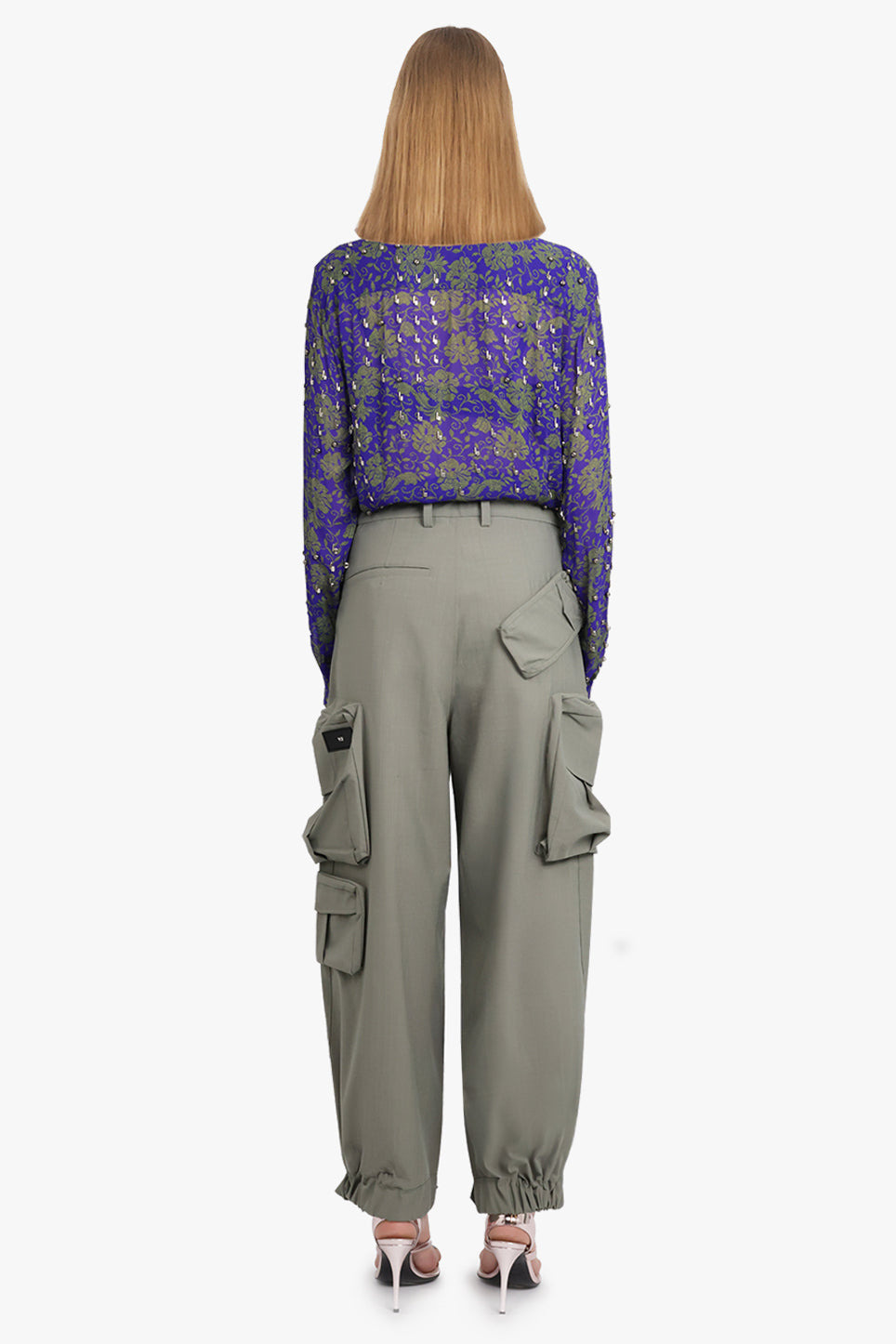 WIDE LEG COTTON CARGO PANTS | STONE GREEN - 4