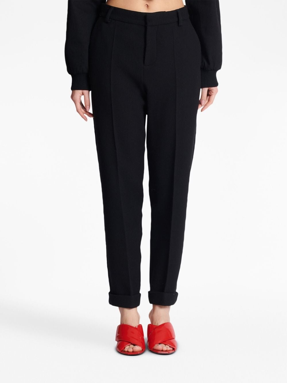 high-waisted tapered-leg trousers - 5