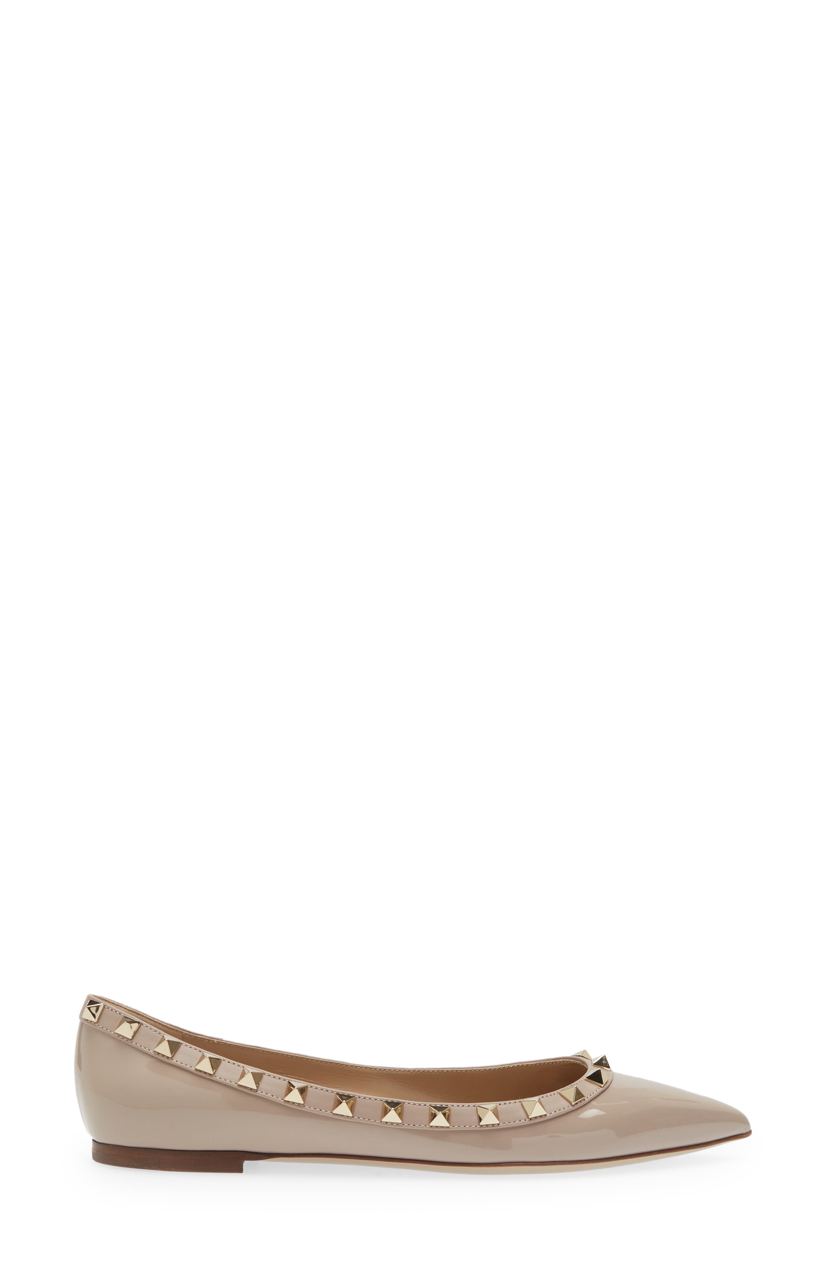 Valentino Garavani Rockstud Pointed Toe Ballerina Flat in P45 Poudre/Poudre at Nordstrom - 3