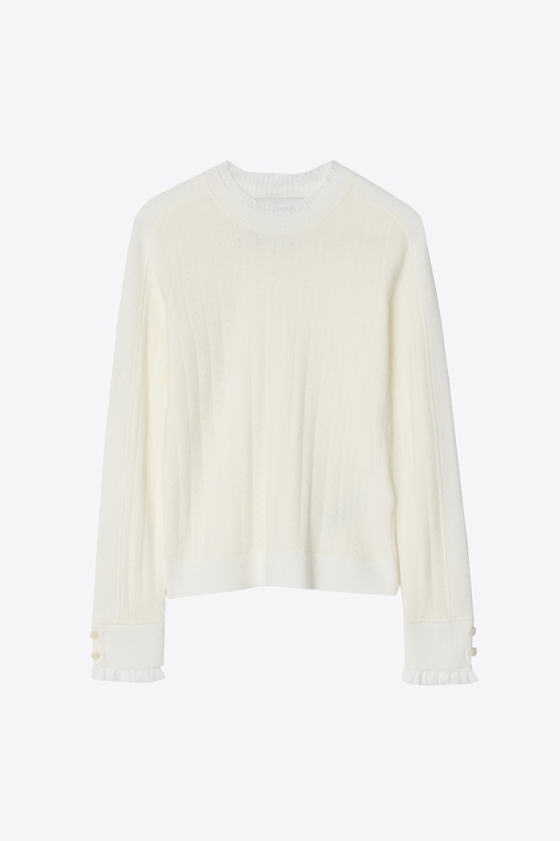 Fluid Rib Sweater with Ruffle Cuff 1