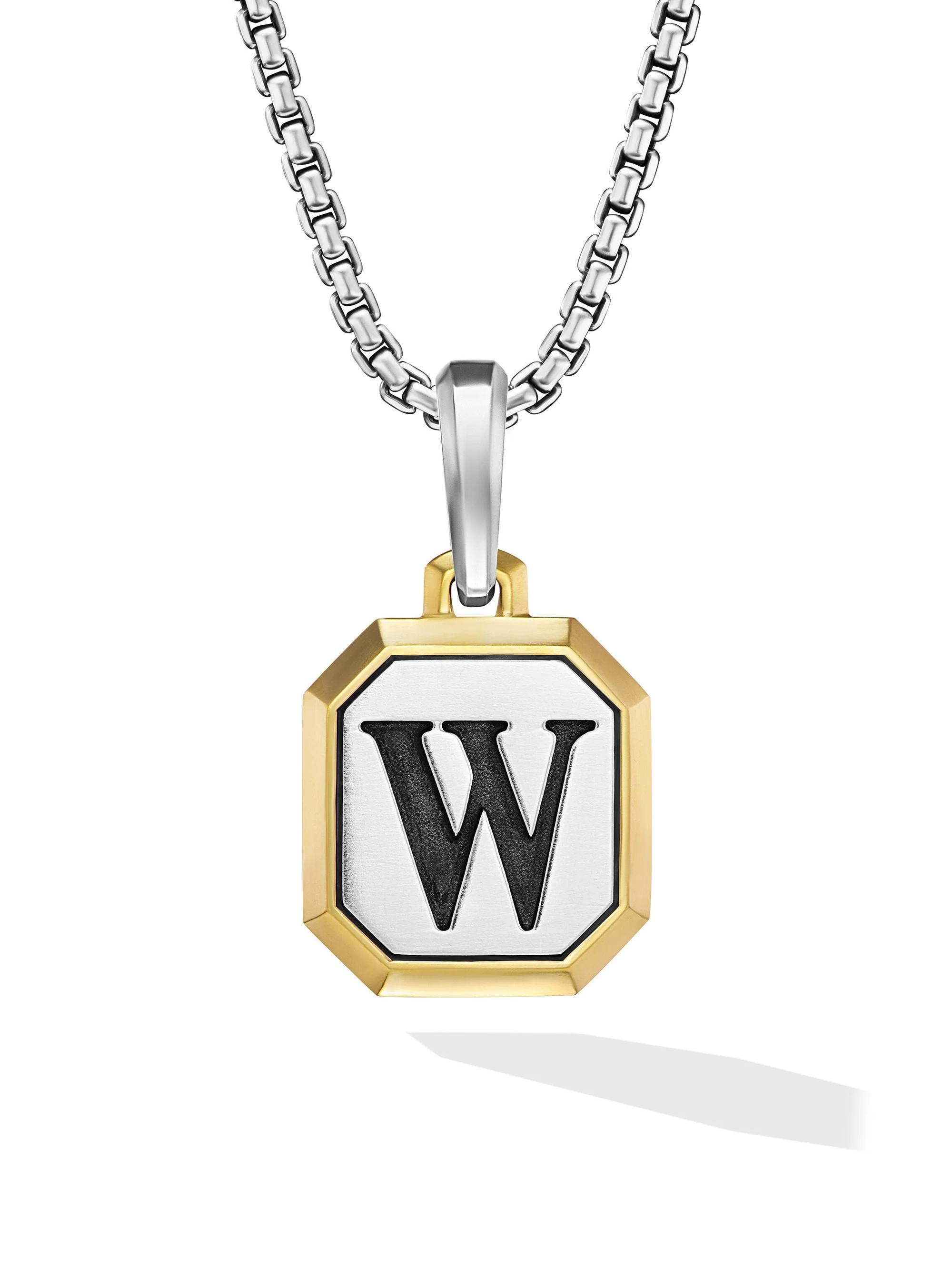 Men's Initial Amulet in Sterling Silver - W Silver - 1