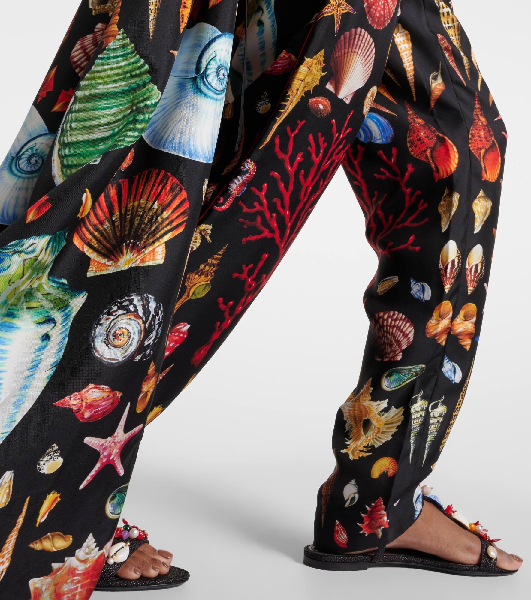 Capri printed silk satin pants - 5