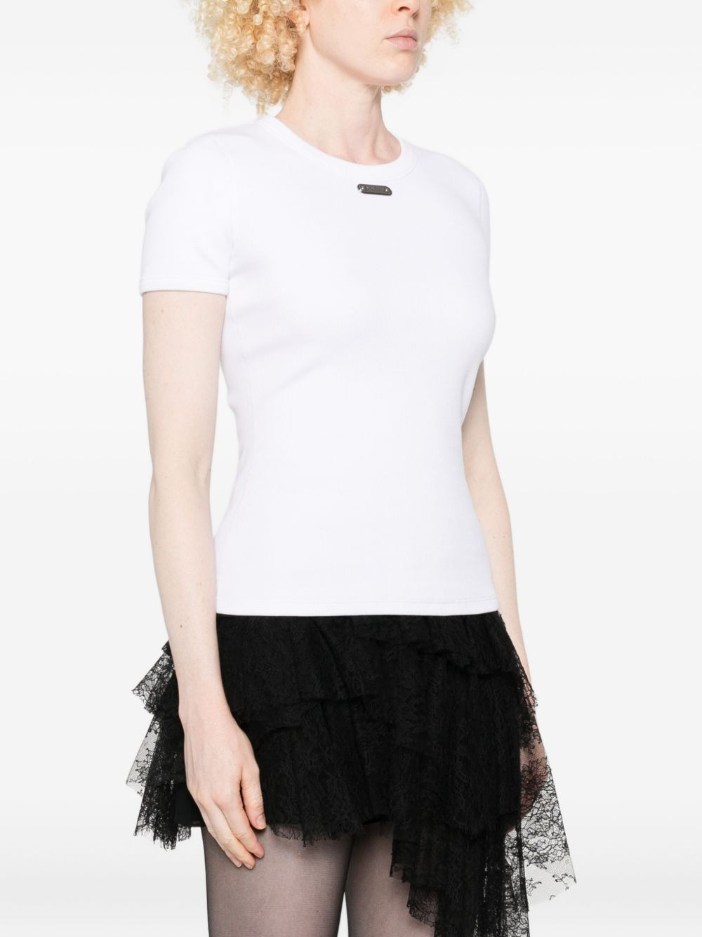 logo-plaque knitted top - 3