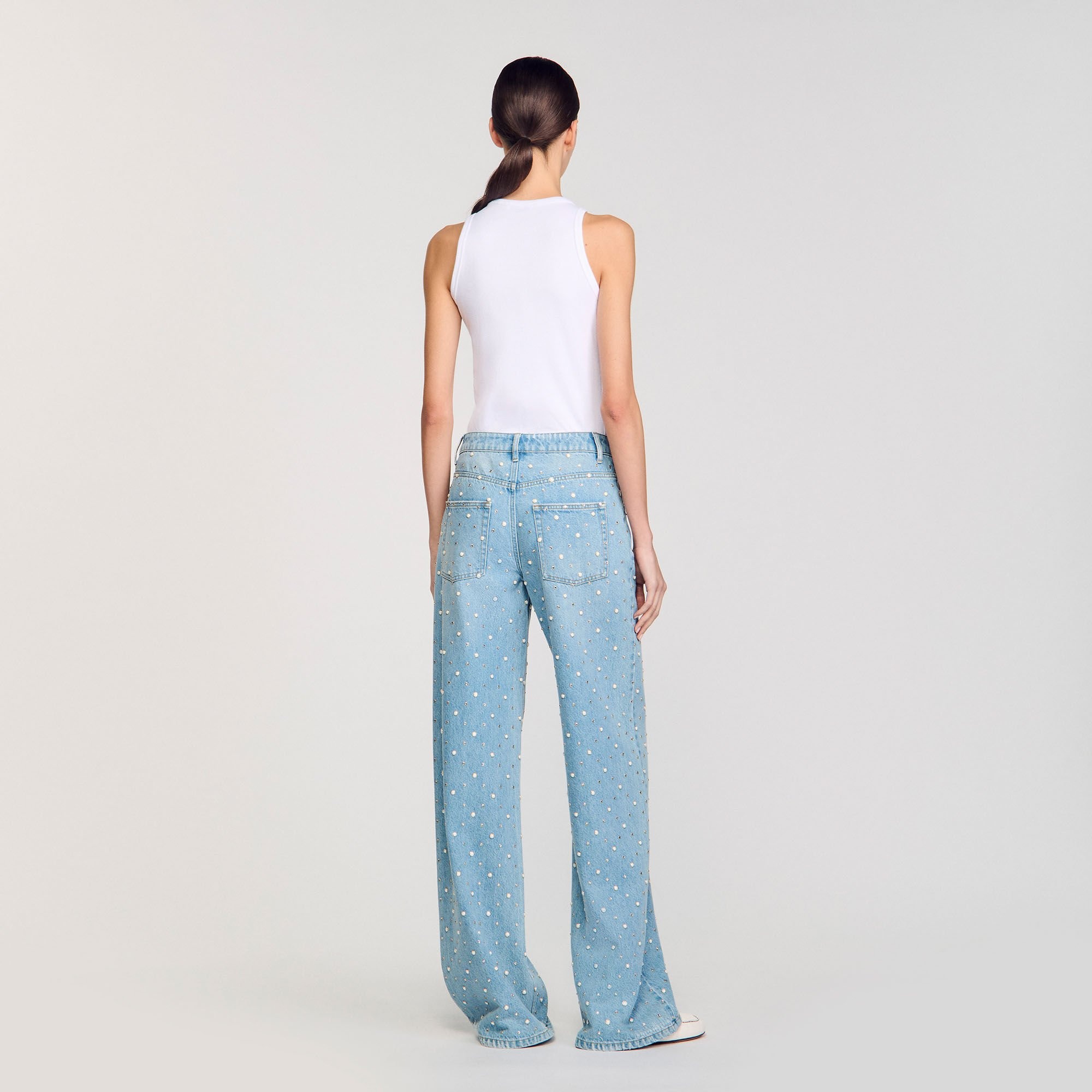 RHINESTONE AND BEADED JEANS - 5