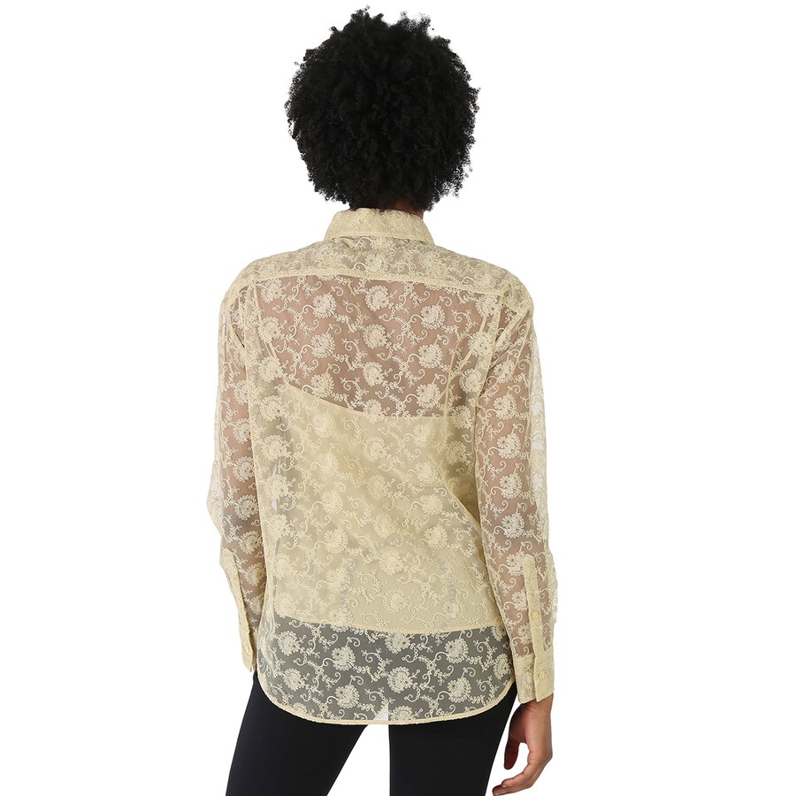 Burberry Pale Yellow Pattern Kestrel Lace Top - 6