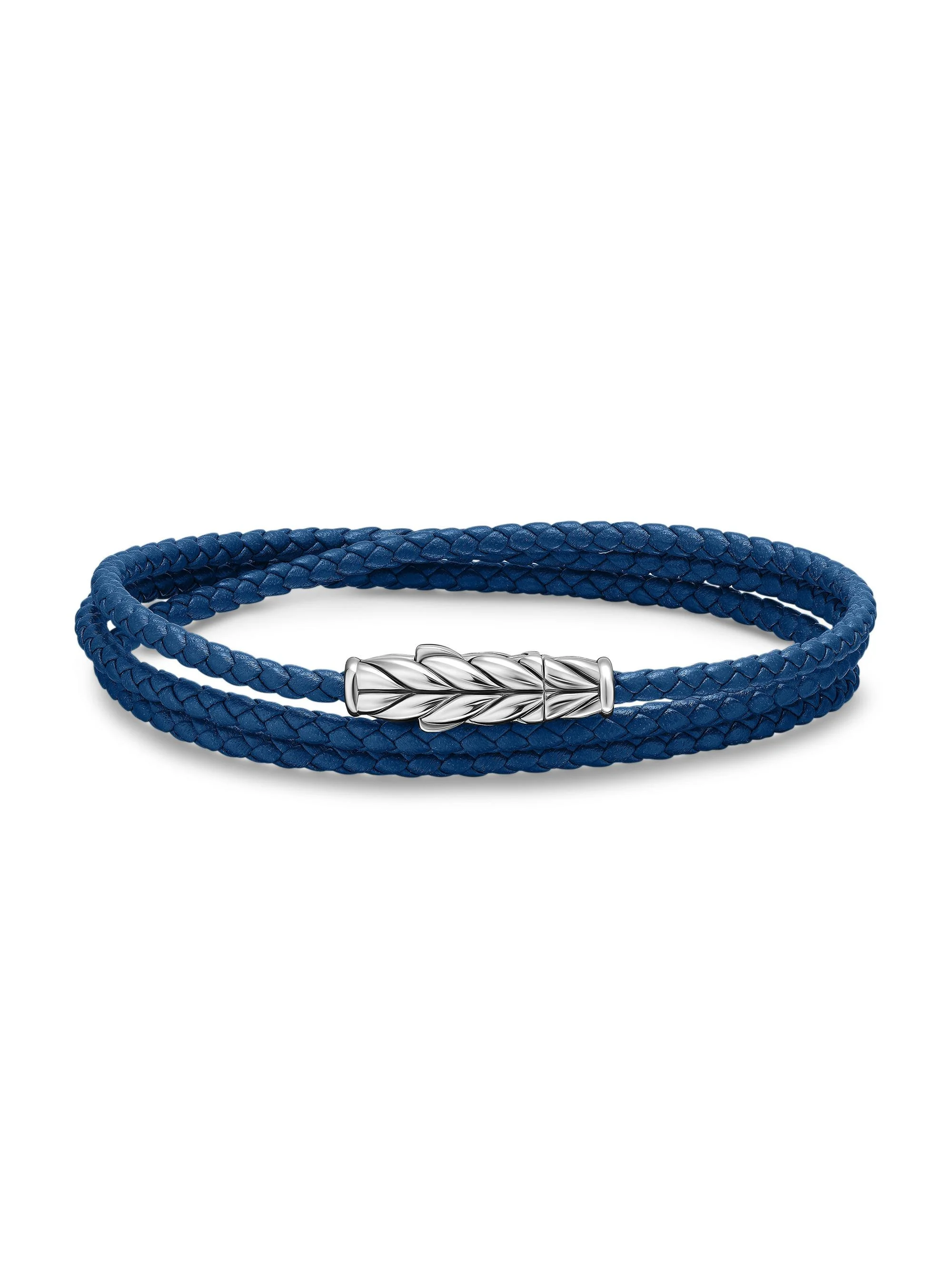 Men's Chevron Triple Wrap Bracelet - Blue Silver - 1