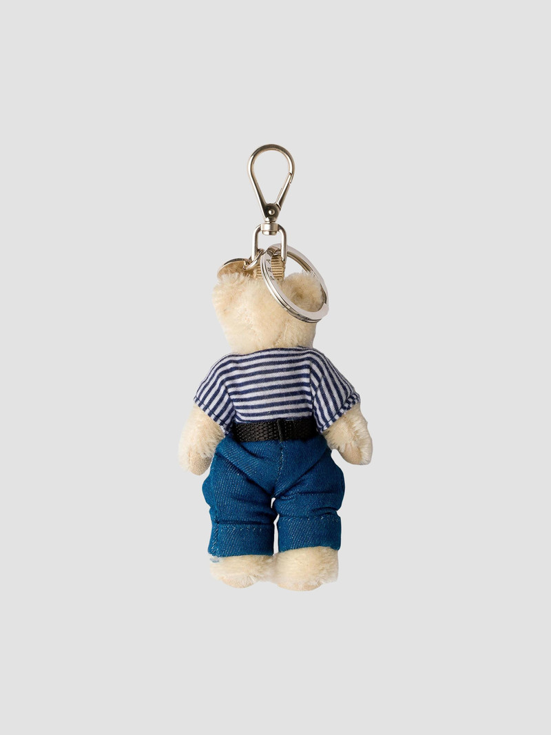Women's Teddy Bag Charm with Metal Ring - White 3