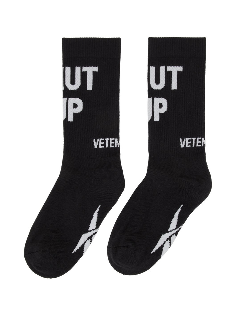 VETEMENTS Black Reebok Edition Shut Up Socks outlook