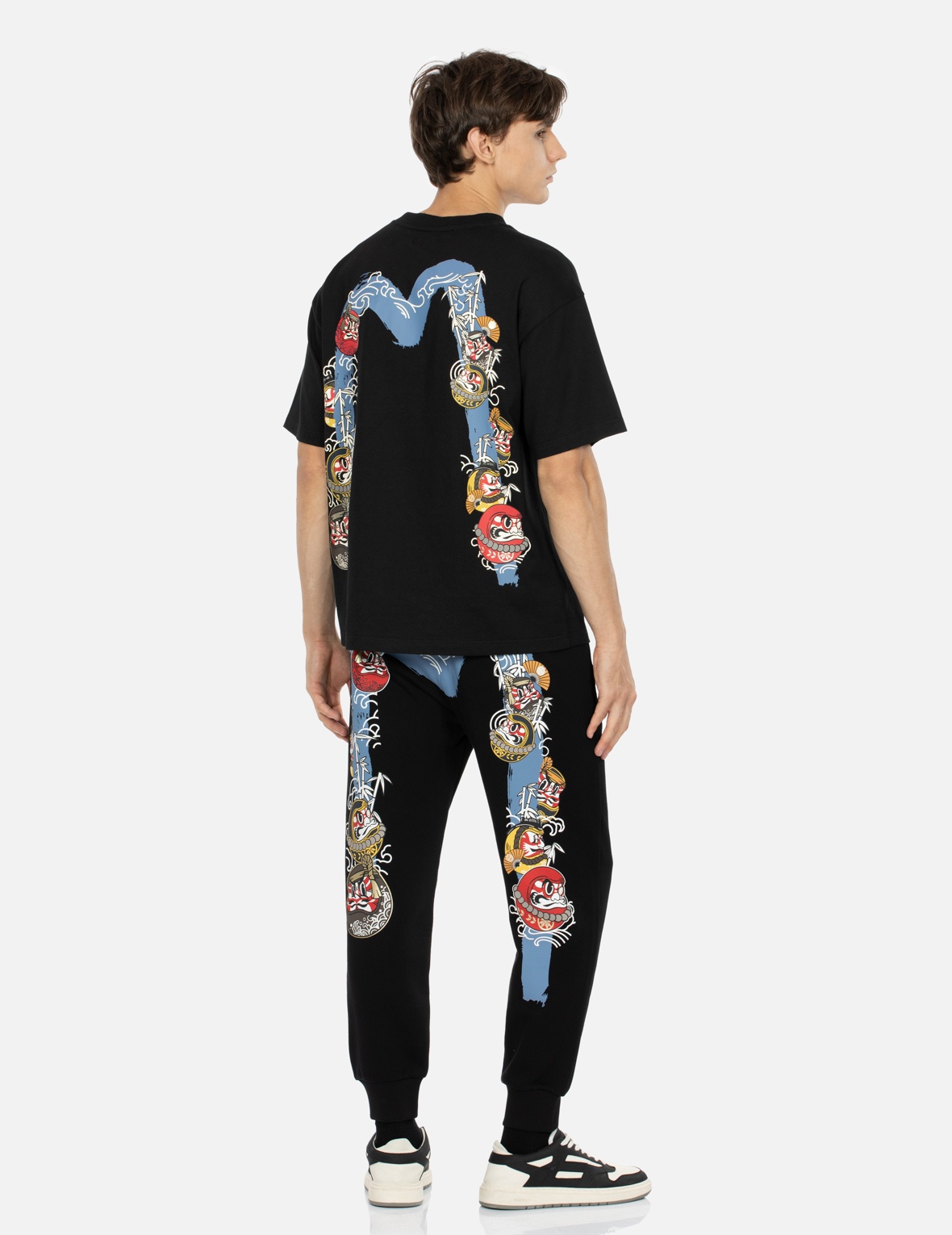 KUMADORI DARUMA DAICOCK PRINT REGULAR FIT SWEATPANTS - 3