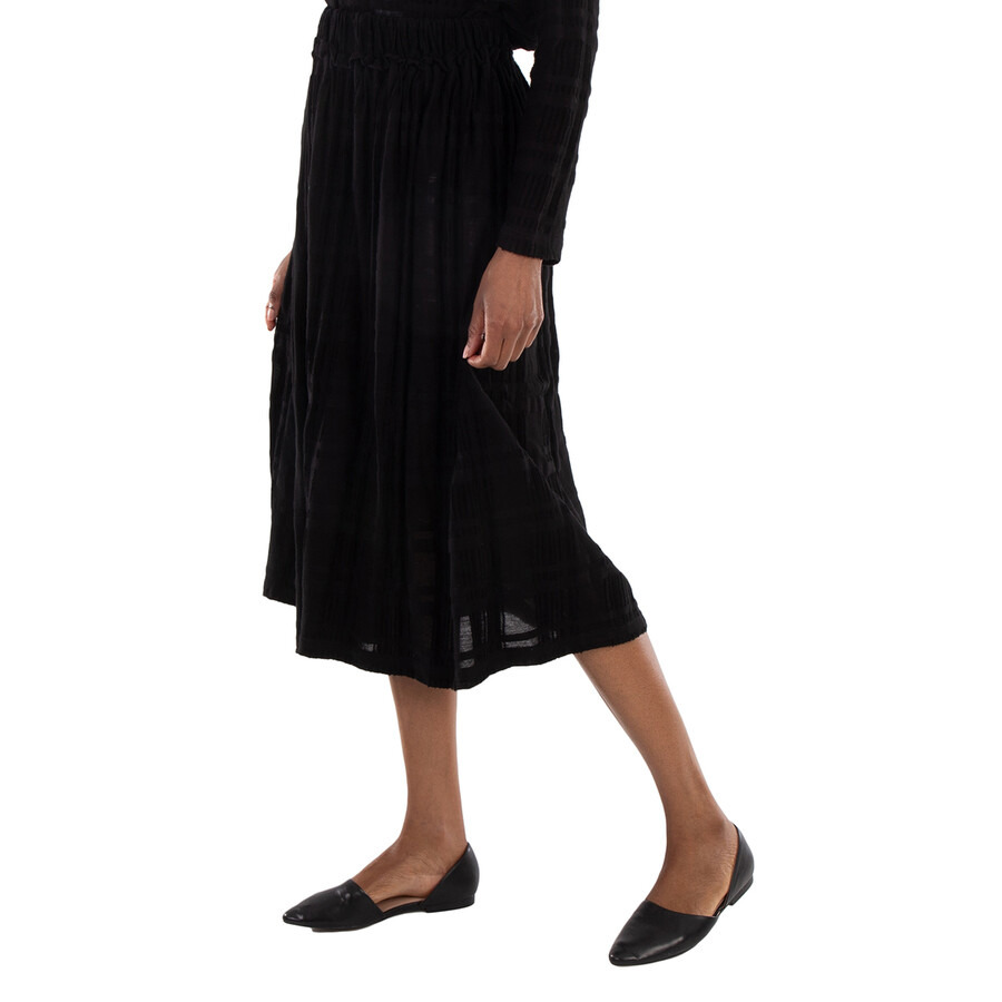 Yohji Yamamoto Intarsia Plaid JQ Gather Skirt, Brand Size 2 (Small) - 2