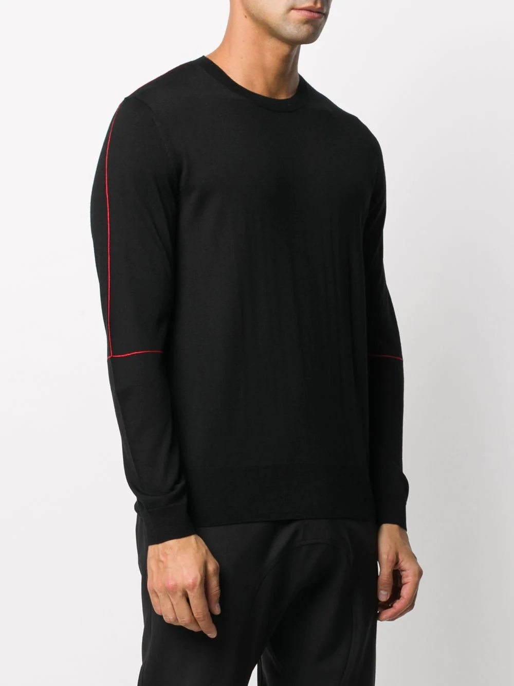 contrast-stitching crewneck jumper - 3