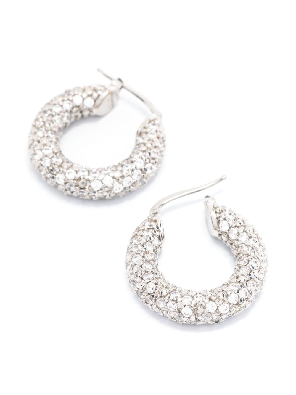 rhinestone-embellished hinged hoop earrings - 3