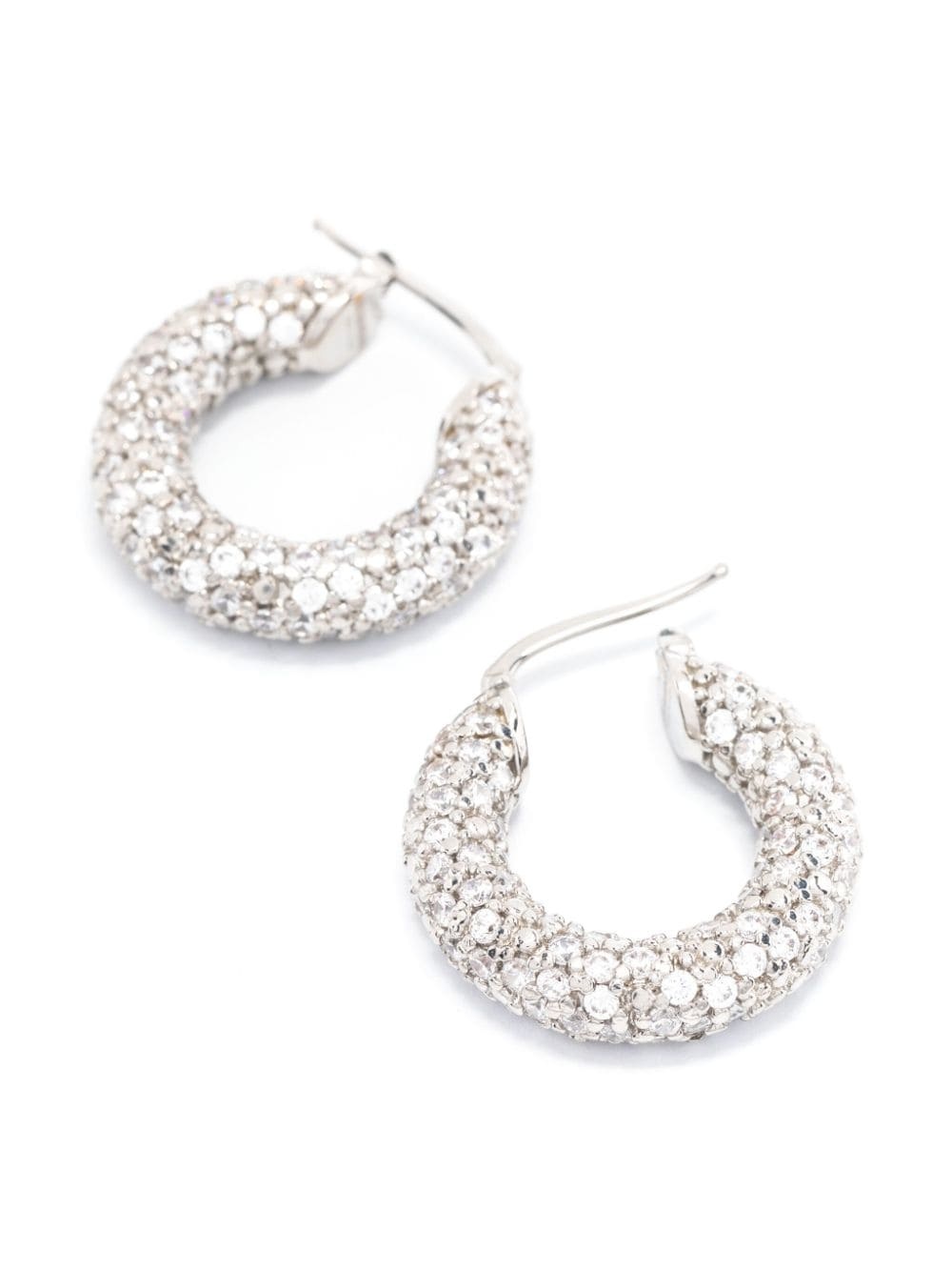 rhinestone-embellished hinged hoop earrings - 4