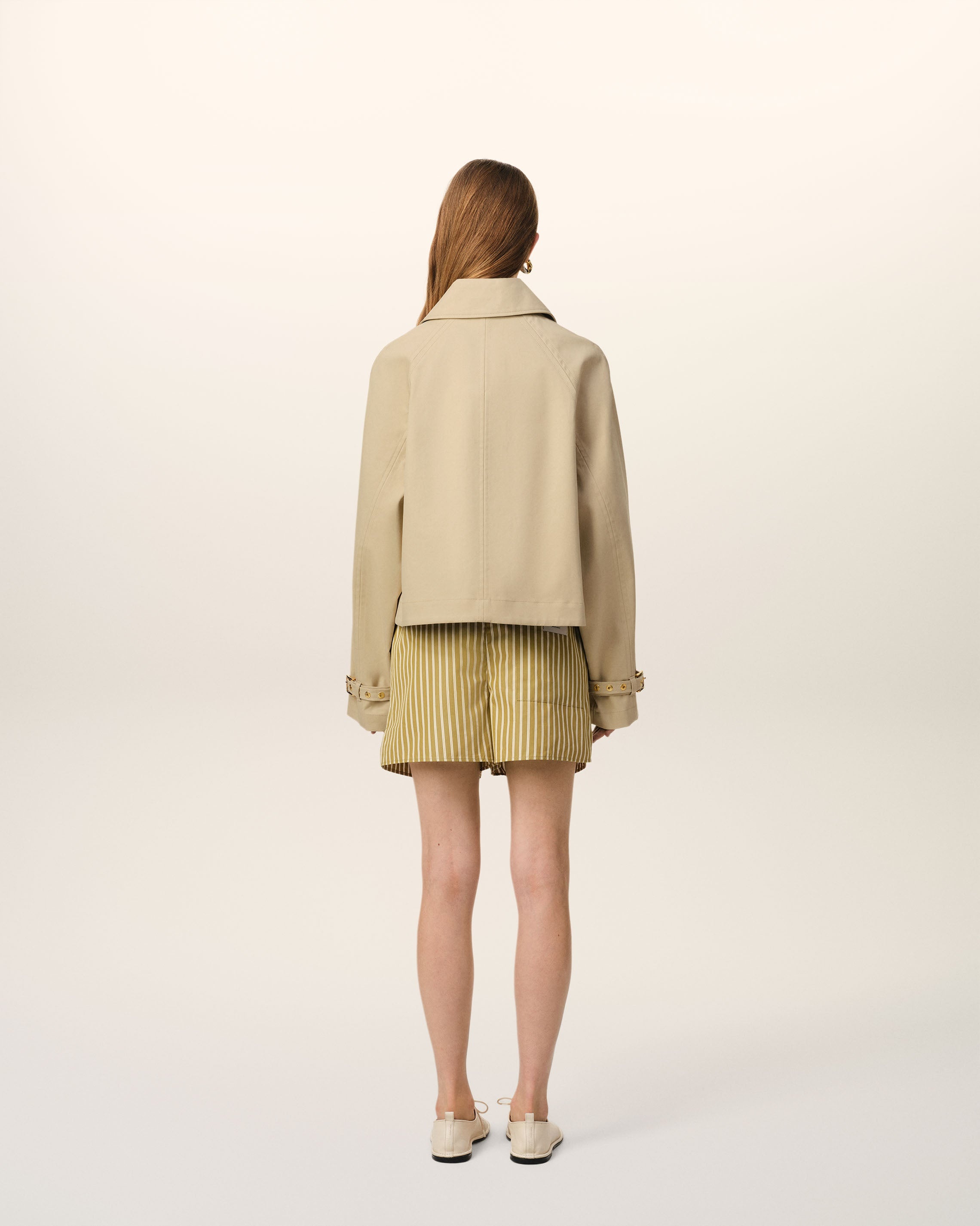 BEIGE COTTON BUTTONED JACKET - 4