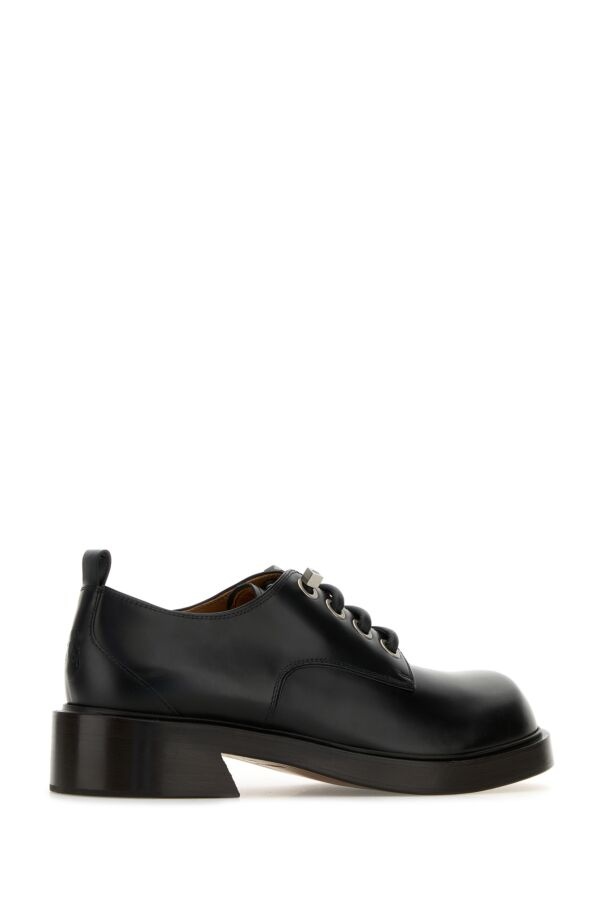 Black leather lace-up shoes - 3