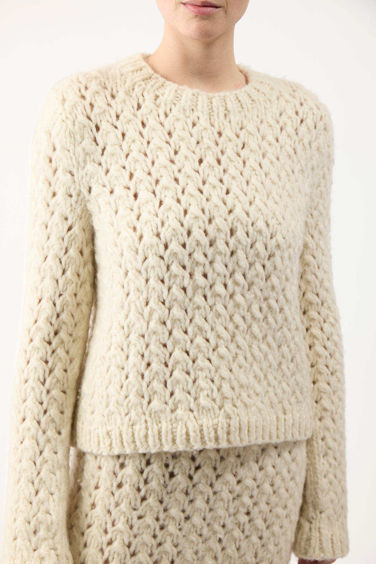 Bower Sweater in Ivory Welfat Cashmere - 5