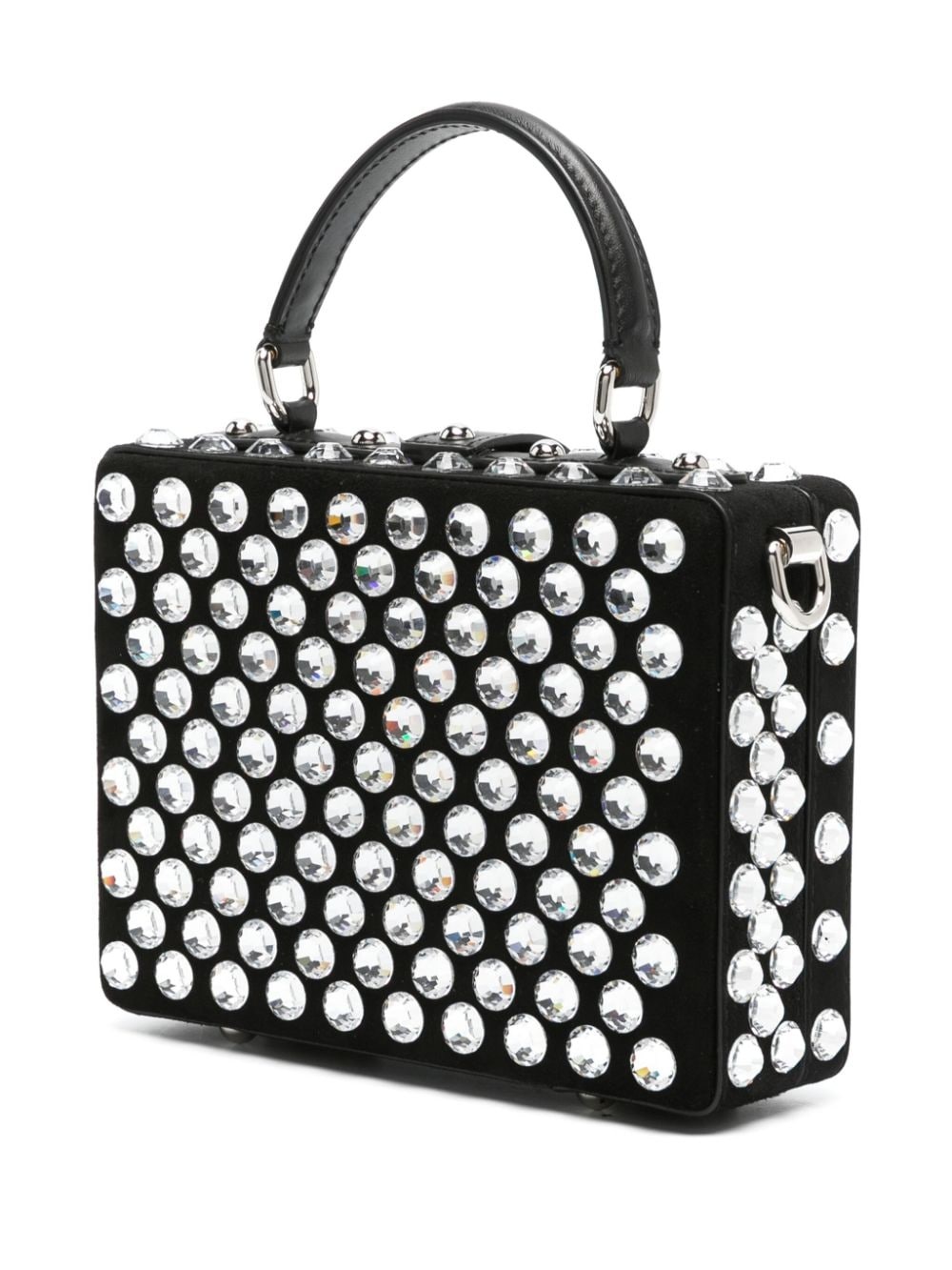 Box crystal-embellished leather bag - 3