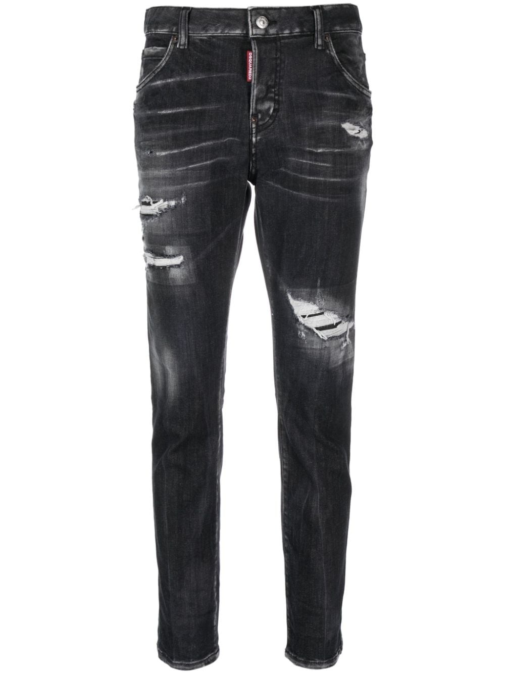 distressed cropped skinny jeans - 1