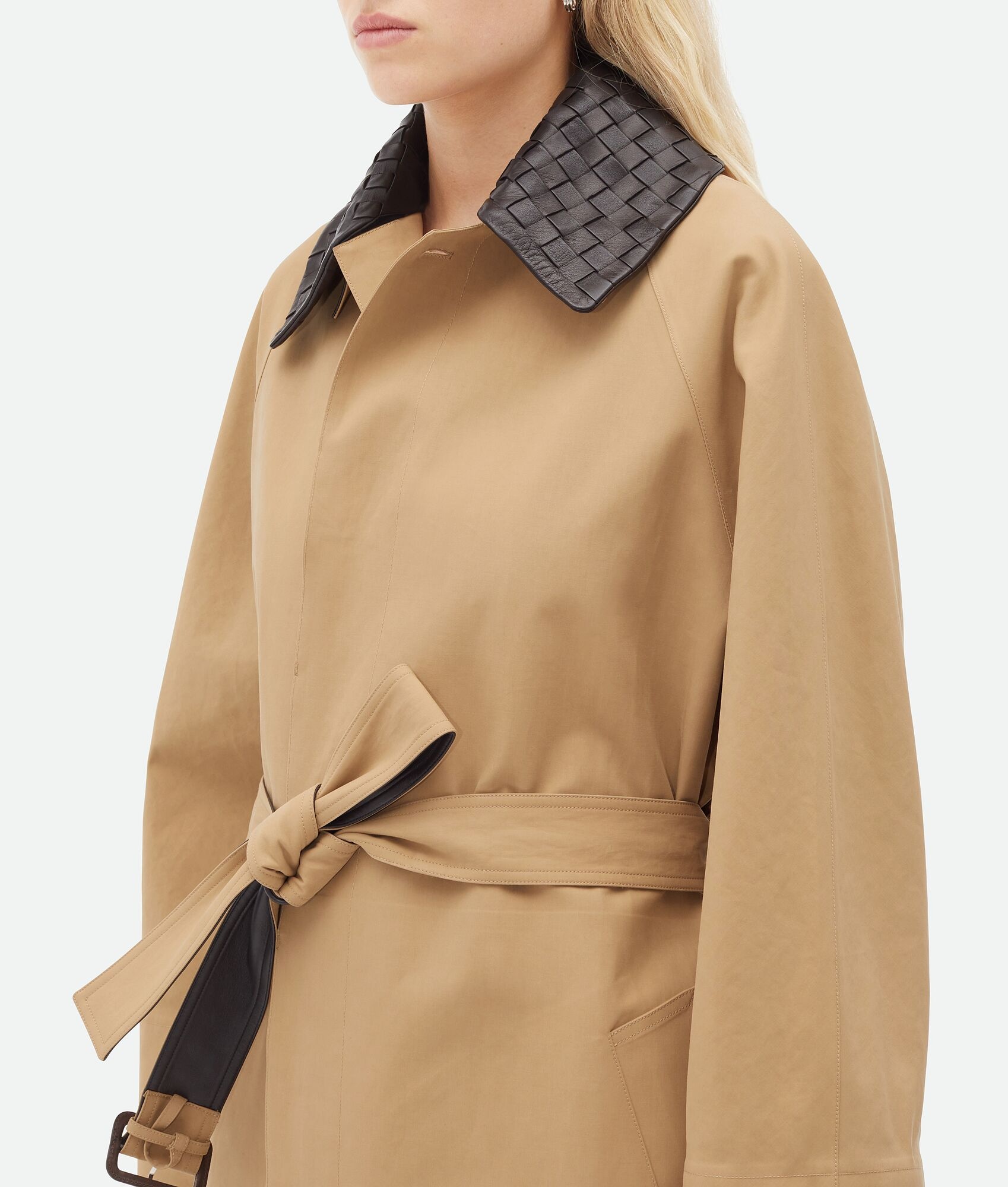 Cotton Trench With Intrecciato Collar - 5
