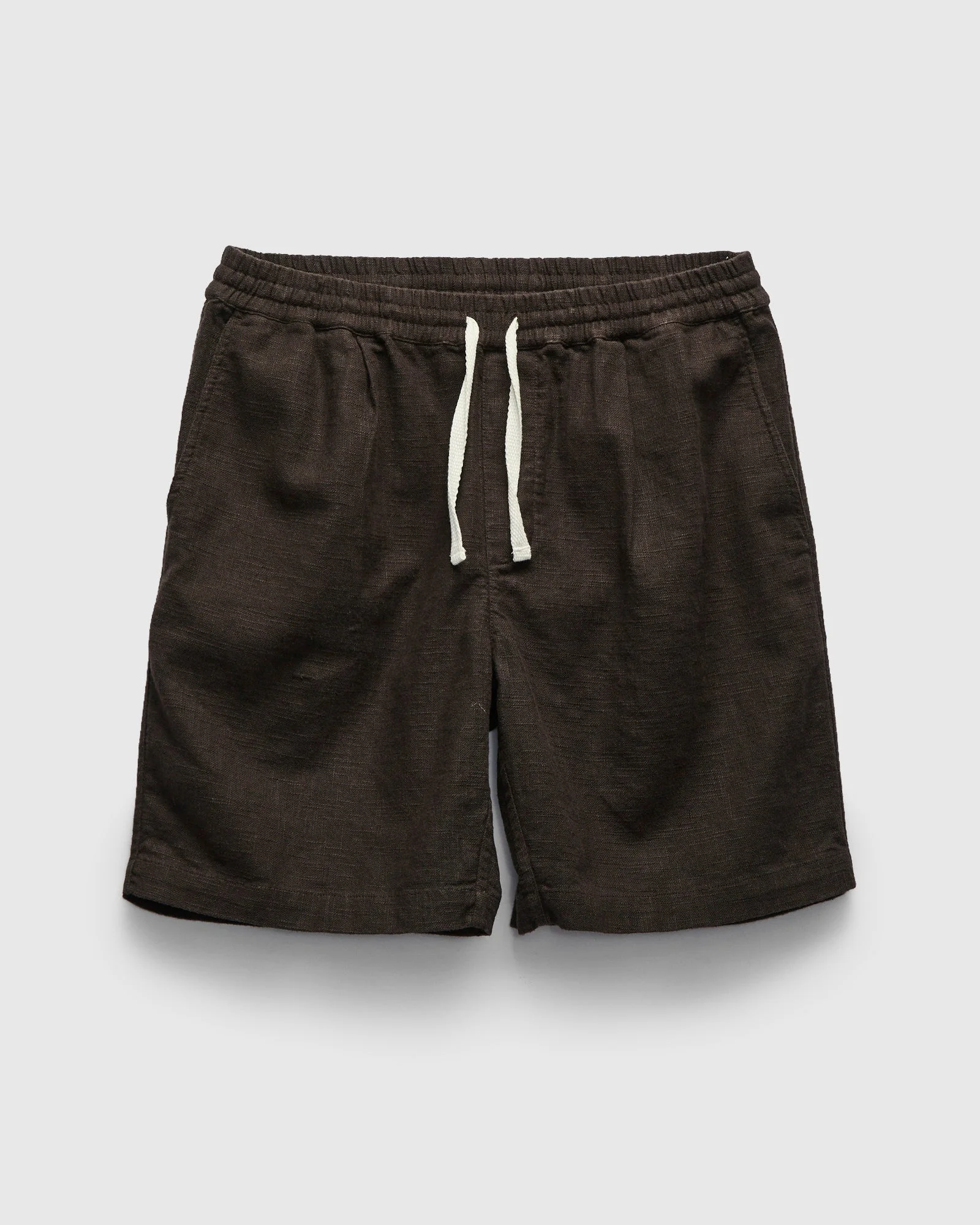 Linen Drawstring Short in Chocolate - 1